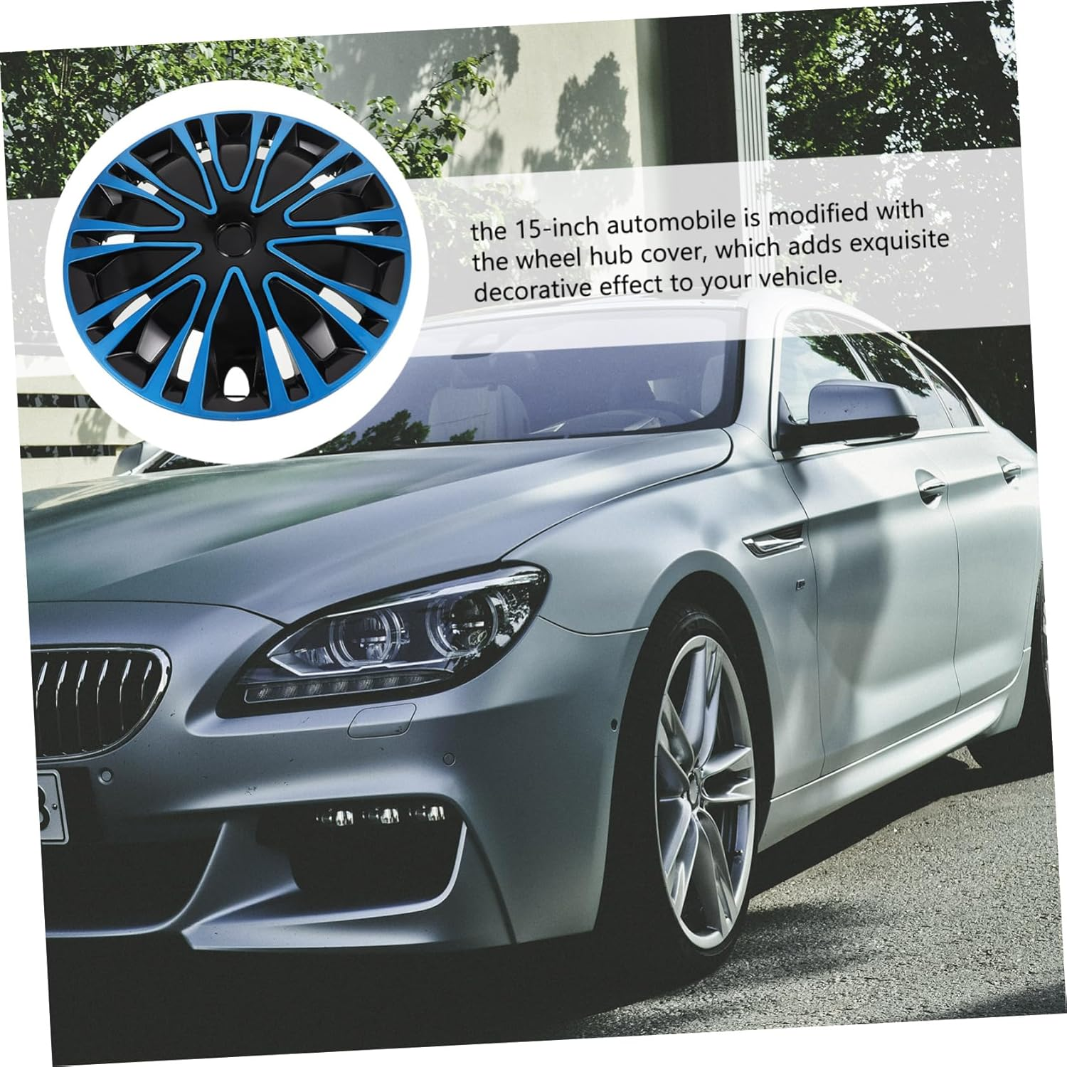 TINEASUR 15-Inch Automotive Hub Caps and Wheel Rim Covers, Blue-Black Decorative Hub Covers, Universal Fit for Cars, Vehicle Exterior Accessories