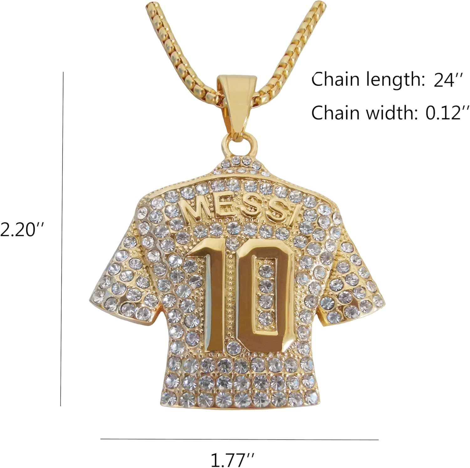 Toogod 18K Gold-Plated | Silvery-Plated Argentina 10 Soccer Jersey Number 10 Necklace | No.10 Football Star Necklace | Soccer Player Miami 10 Pendant Hip Hop Necklace for Men Women 24&lsquo;&rsquo; - Ms_Silvery image number 3
