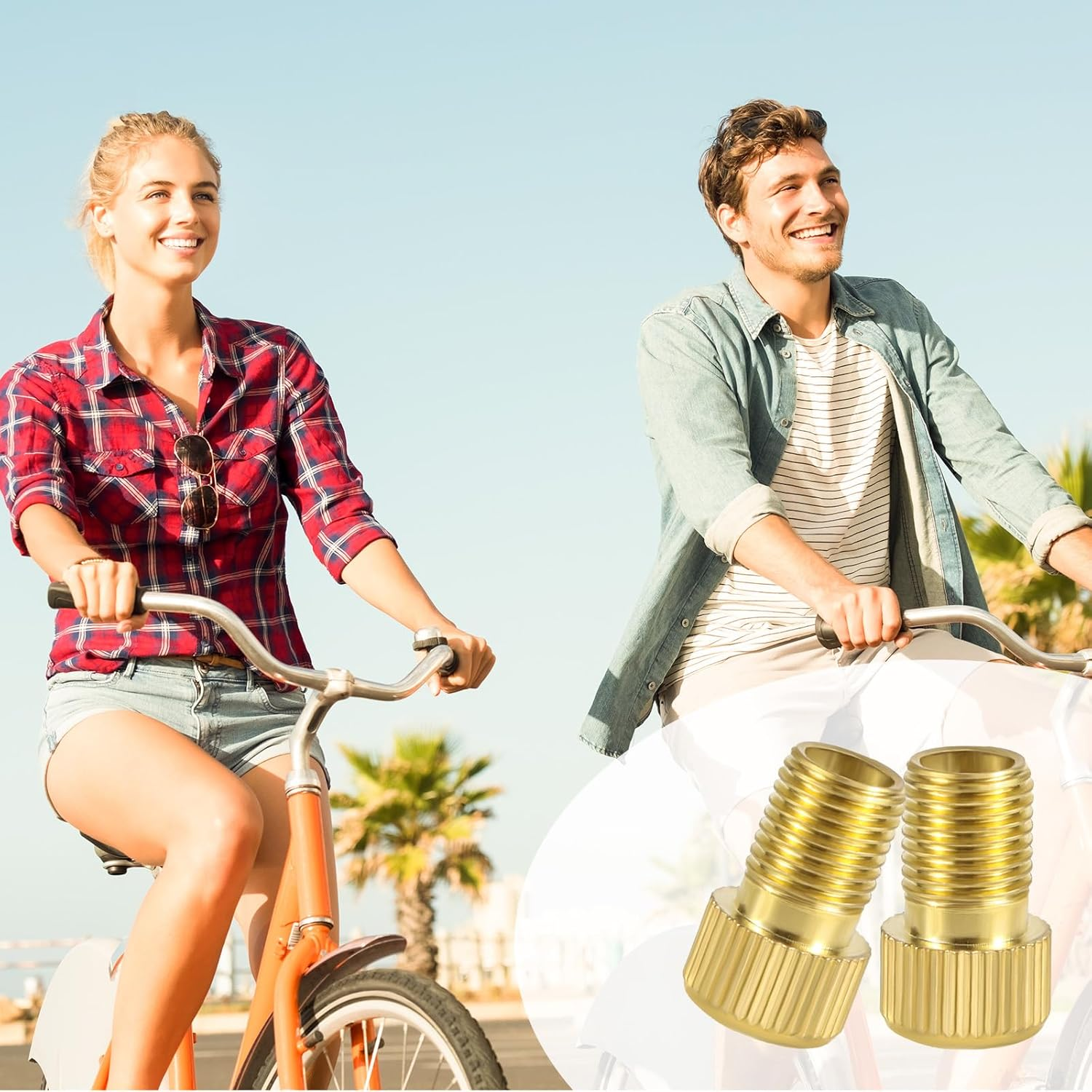 NQEUEPN 9Pcs Bicycle Valve Adapter Set, Brass Bike Tire Valve Adapter with Ball Pump Needles Inflation Nozzle Air Inflator Adaptor Bike Pump Tool for Presta Schrader Bikes Sports Balls image number 2