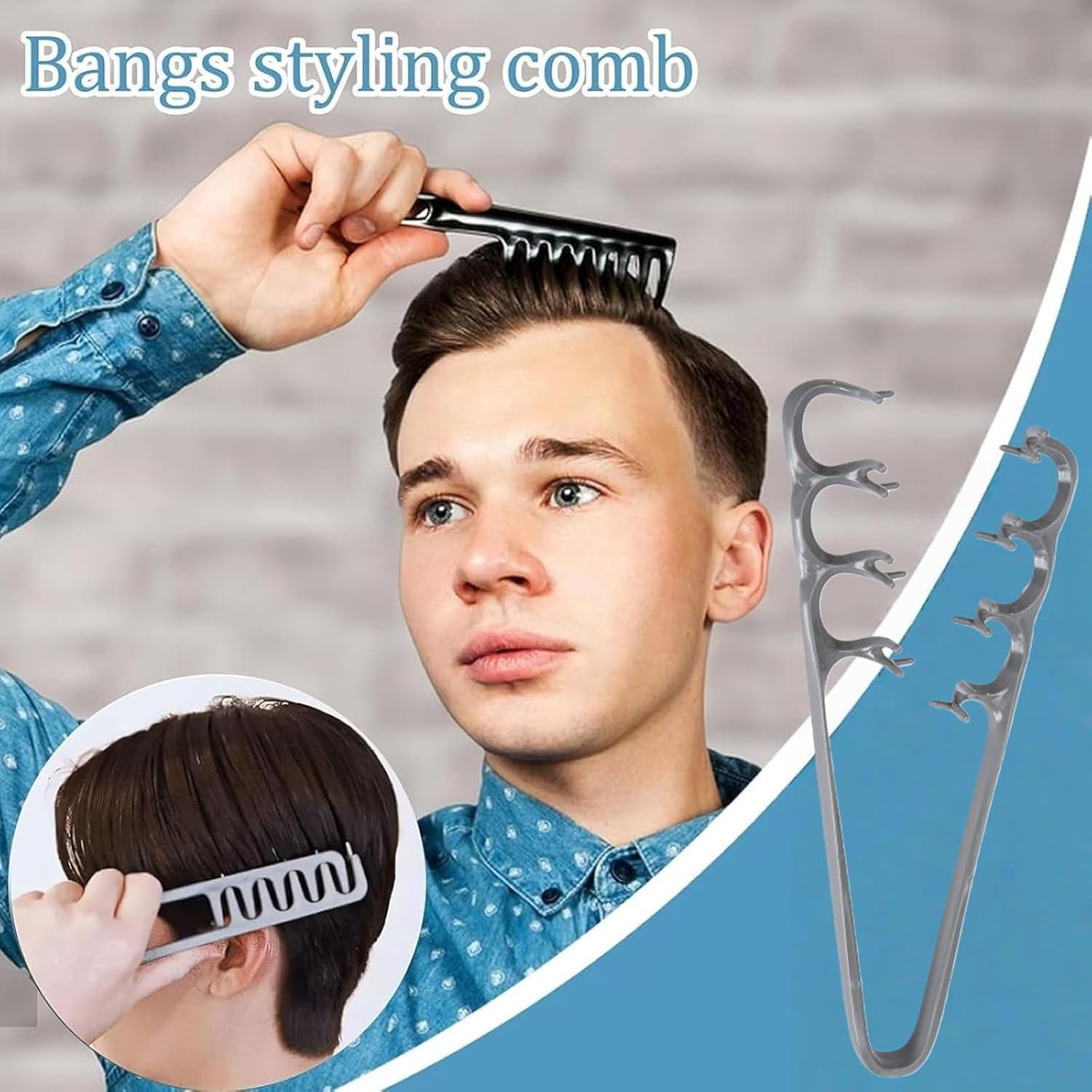Styling Comb with Texture Comb, Volumising Wide-Tooth Hair Styling Comb, Detangling Comb with Wide Teeth, Hairline Volume Tool for Bangs Seam Grooming, Seam Care (Grey)