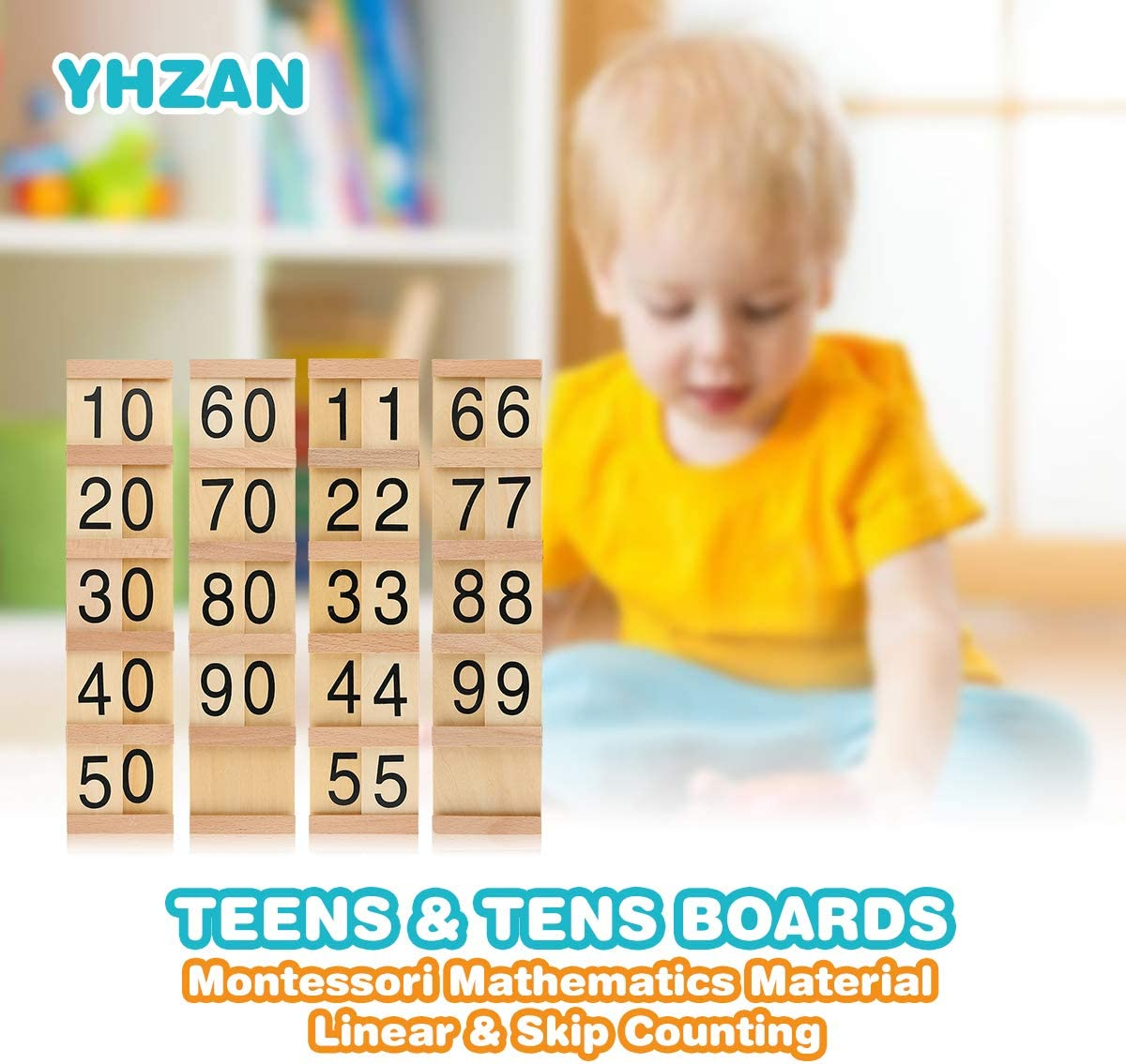 Montessori Mahematic Material Teens and Tens Board Kids Counting Number Math Learning Toy image number 3