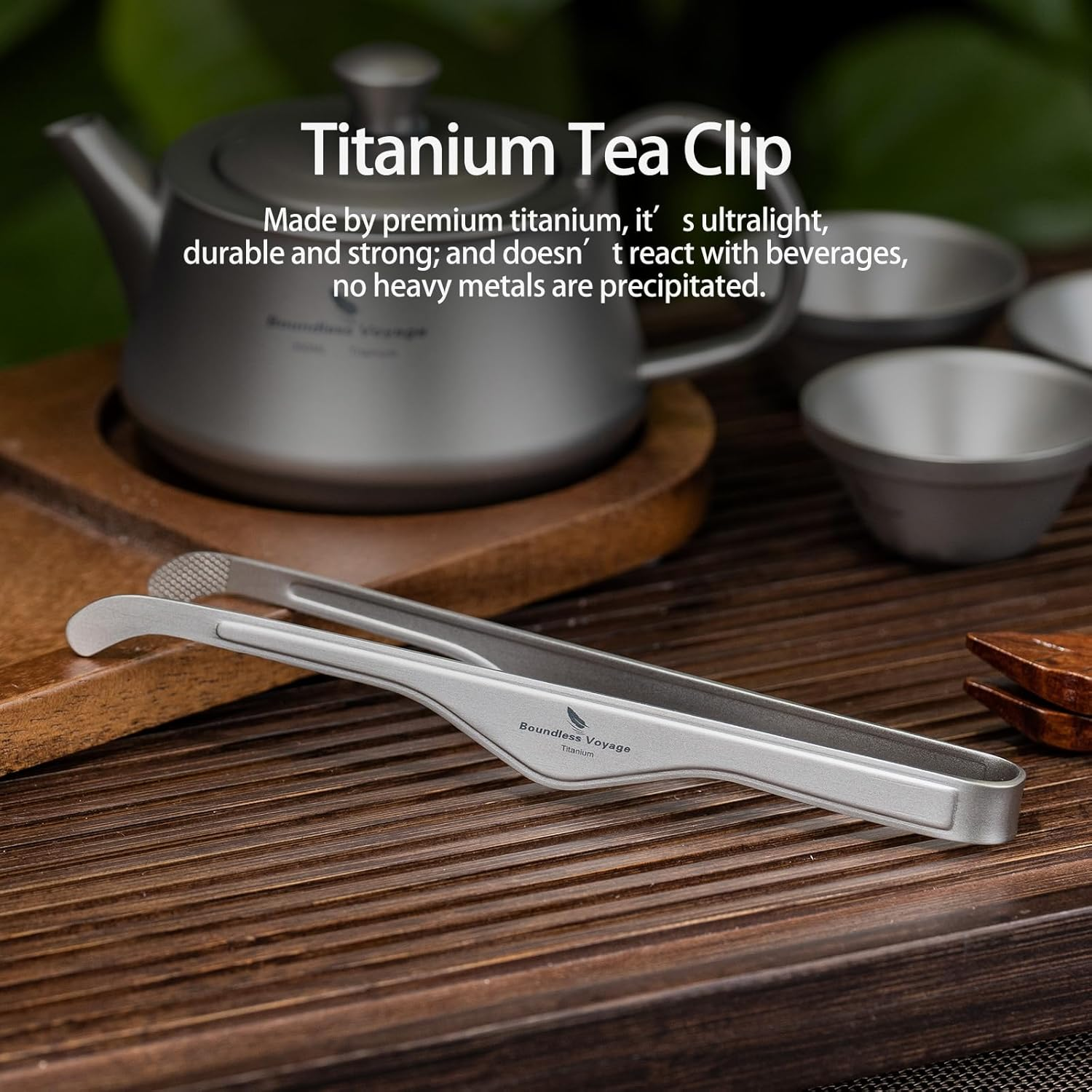 Boundless Voyage Titanium Tea Clip Multipurpose Anti-Scalding Tong Tweezers for Kitchen Food Kongfu Cup Buffet Salad Steak BBQ image number 3
