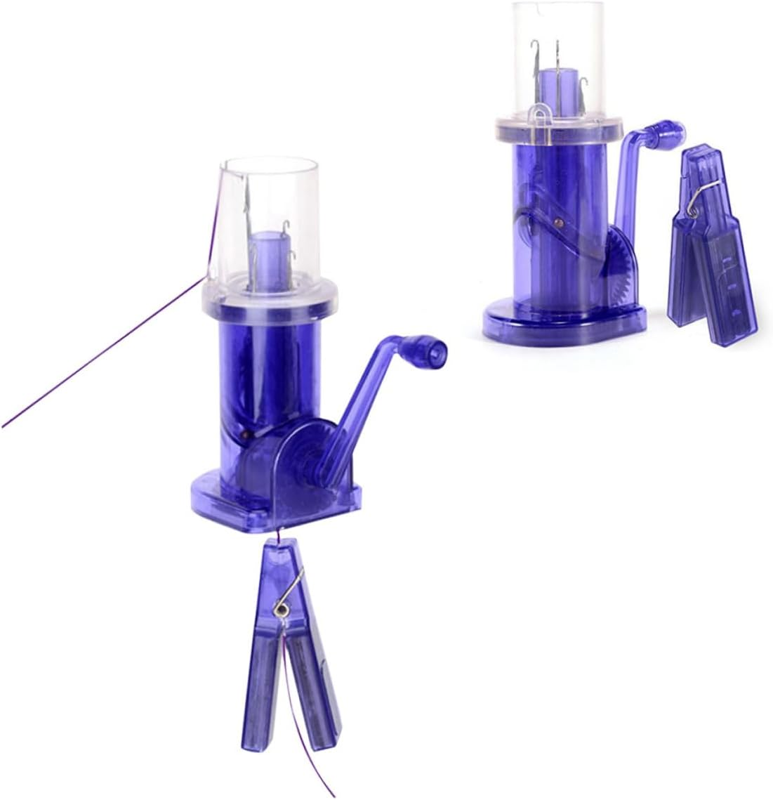 VILLFUL Hand Operated Knitting Mill Machine for Diy Crafts Blue Mini Spool Knitter Tool for Beginners Easy to Use Wool Winder for Bracelet Making and Home Projects image number 4