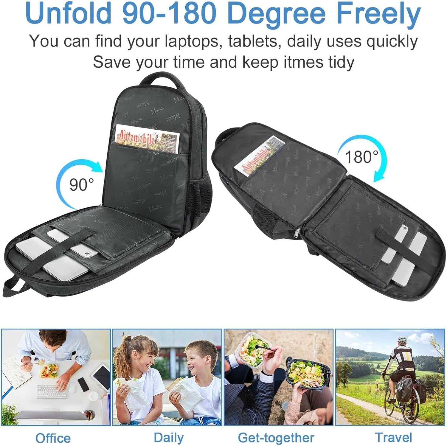 MATEIN 17 Inch Laptop Backpack, TSA Large Travel Backpack with Lunch Box, Anti-Theft Work Business Carry on with USB Port, Water Resistant Sturdy College Computer Backpack for Men Women image number 1