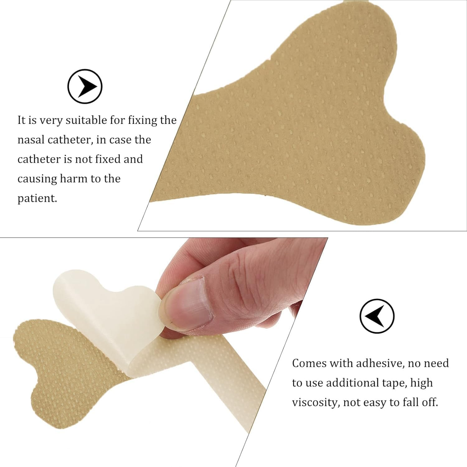 6 Sheets of Nasal Tube Holder Nasogastric Feeding Tube Fastener Catheter Fixed Tape Sticker Adhesive Decals for Home Clinic Care Nursing Supplies (Style 1, One Size)