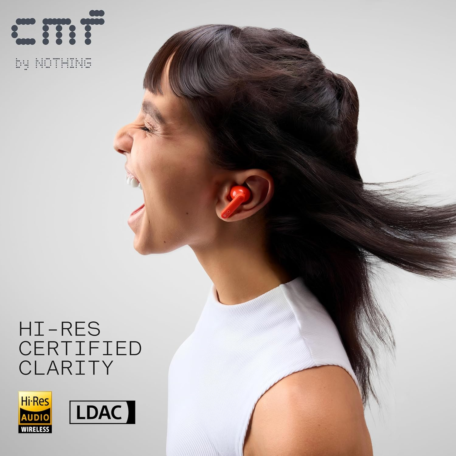 CMF by Nothing Buds Pro 2 Wireless Earbuds, Hi-Res Audio with LDAC, 50 Db Hybrid Noise Cancellation Earphones, Ultra Bass Technology, Bluetooth 5.3, 6 HD Mics Headphones, Orange image number 3