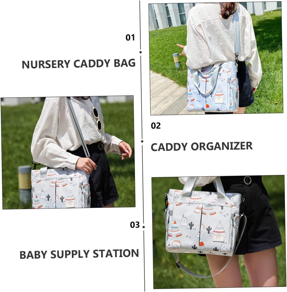 Ibasenice Expectant Bag Organizer Capacity Nursery Shoulder Strap Pouch for Essentials Multi-Functional Stroller Organizer Travel and Household Storage for Expecting Parents image number 4