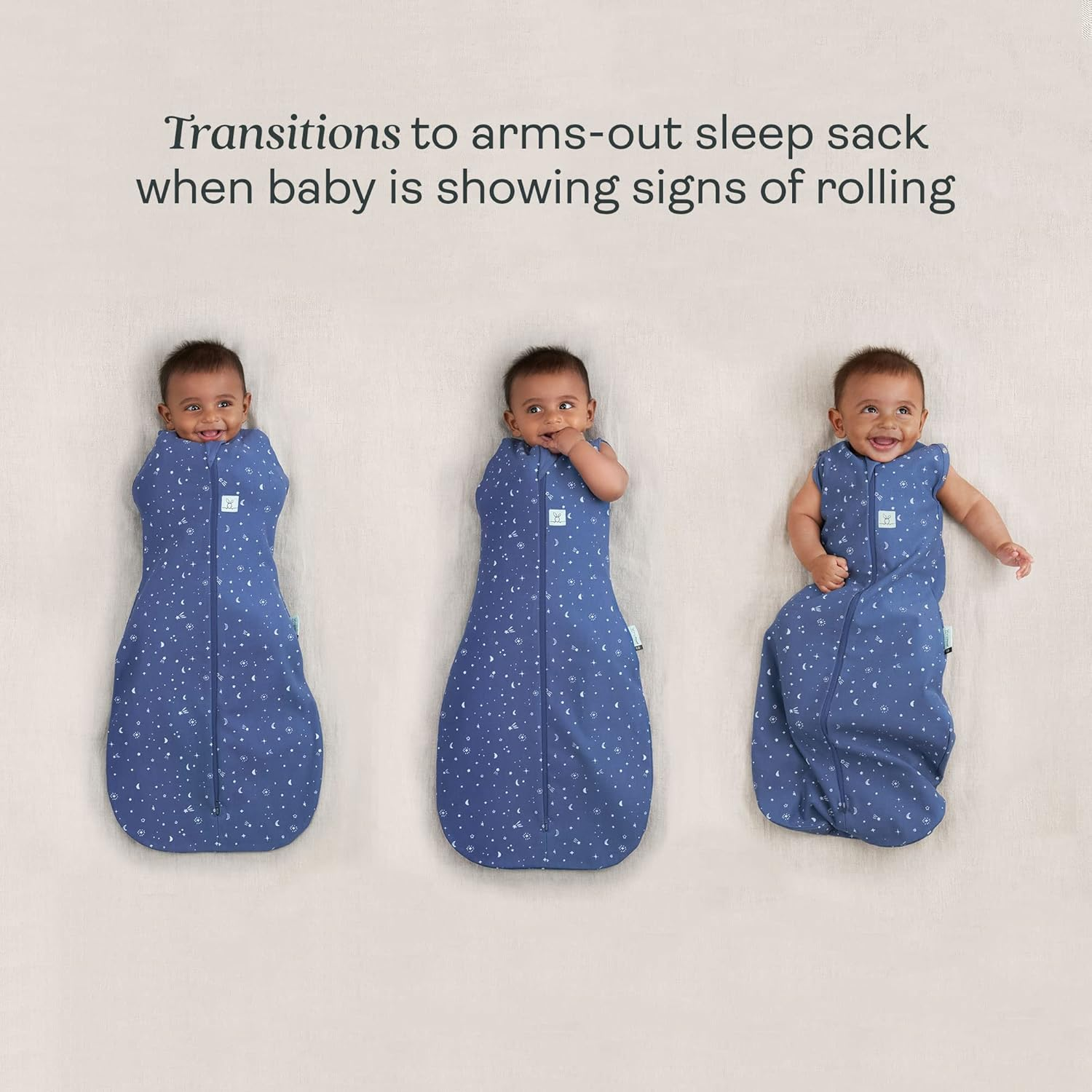 Ergopouch 0.2 TOG Cocoon Swaddle Bag, 0-3 Months, Night Sky Print &ndash; Organic Cotton, Two-Way Zip, Arms In/Out, Lightweight & Breathable, Ideal for Room Temperatures (22&ndash;26&deg;C) image number 1