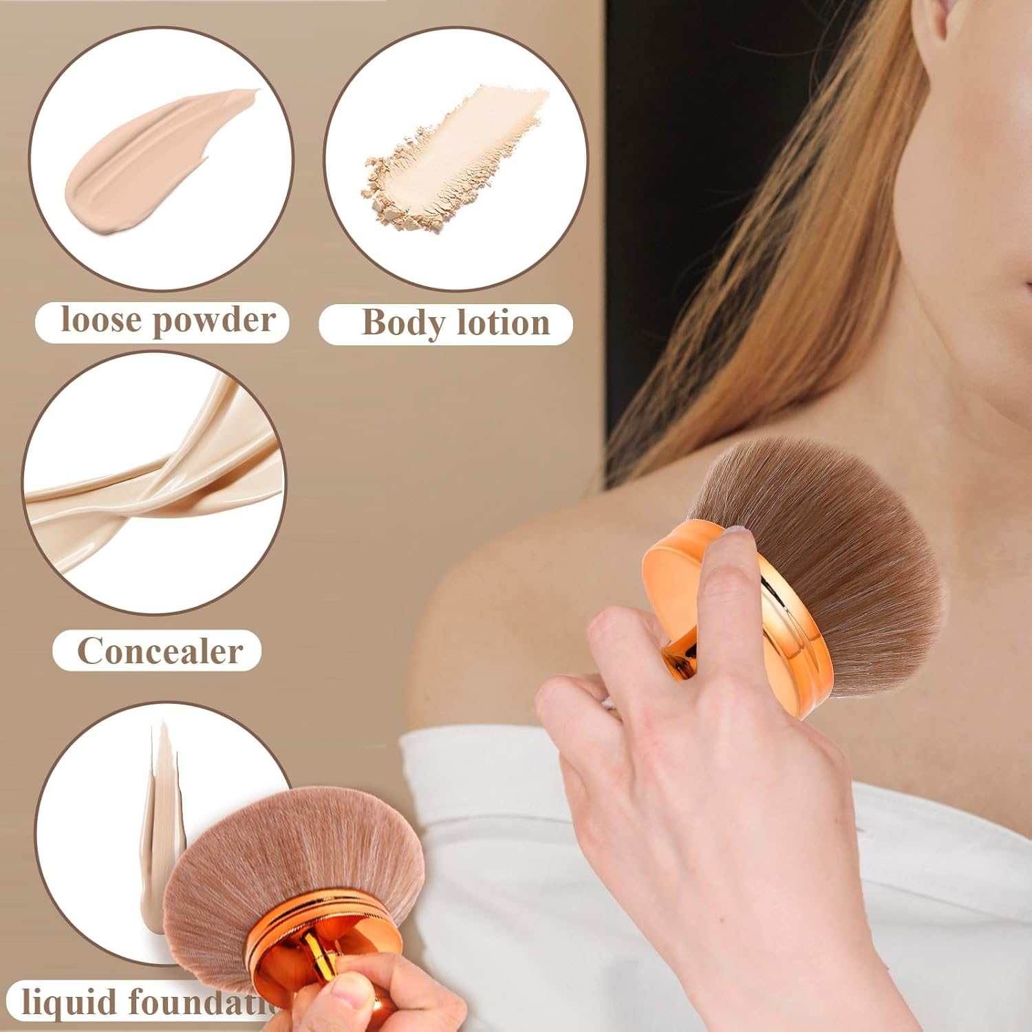 Extra Large Body Makeup Brush Self Tanner Brush Foundation Kabuki Powder Brush Super Soft Round-Head for Face Body Blending Liquid Bronzer Buffing Self Tanning Back Lotion Applicator Flawless