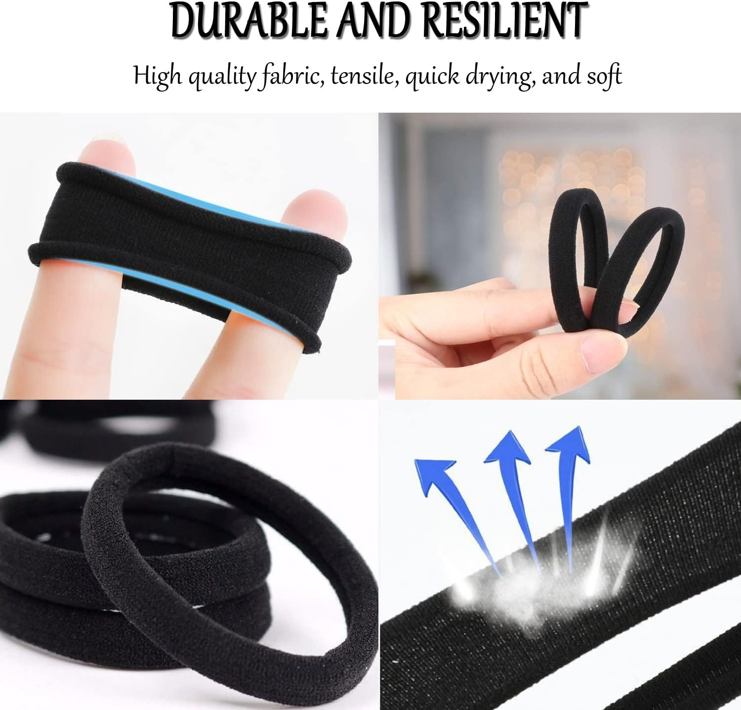 KINDOYO 30 Pack Strong Elastic Hair Ties - Women Girls Soft Hair Bobbles Thick Seamless Cotton Hair Bands Ponytail Holders Hair Accessories image number 5