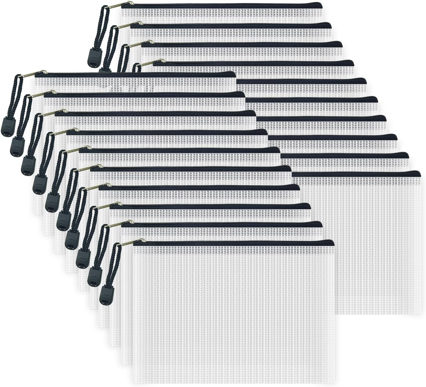 AUSTARK 20Pcs Mesh Zipper Pouch Bags, Multipurpose Waterproof Organization Storage Bag for Office School Home Travel (B6 Size 7.6''X5.3'', Multicolored)