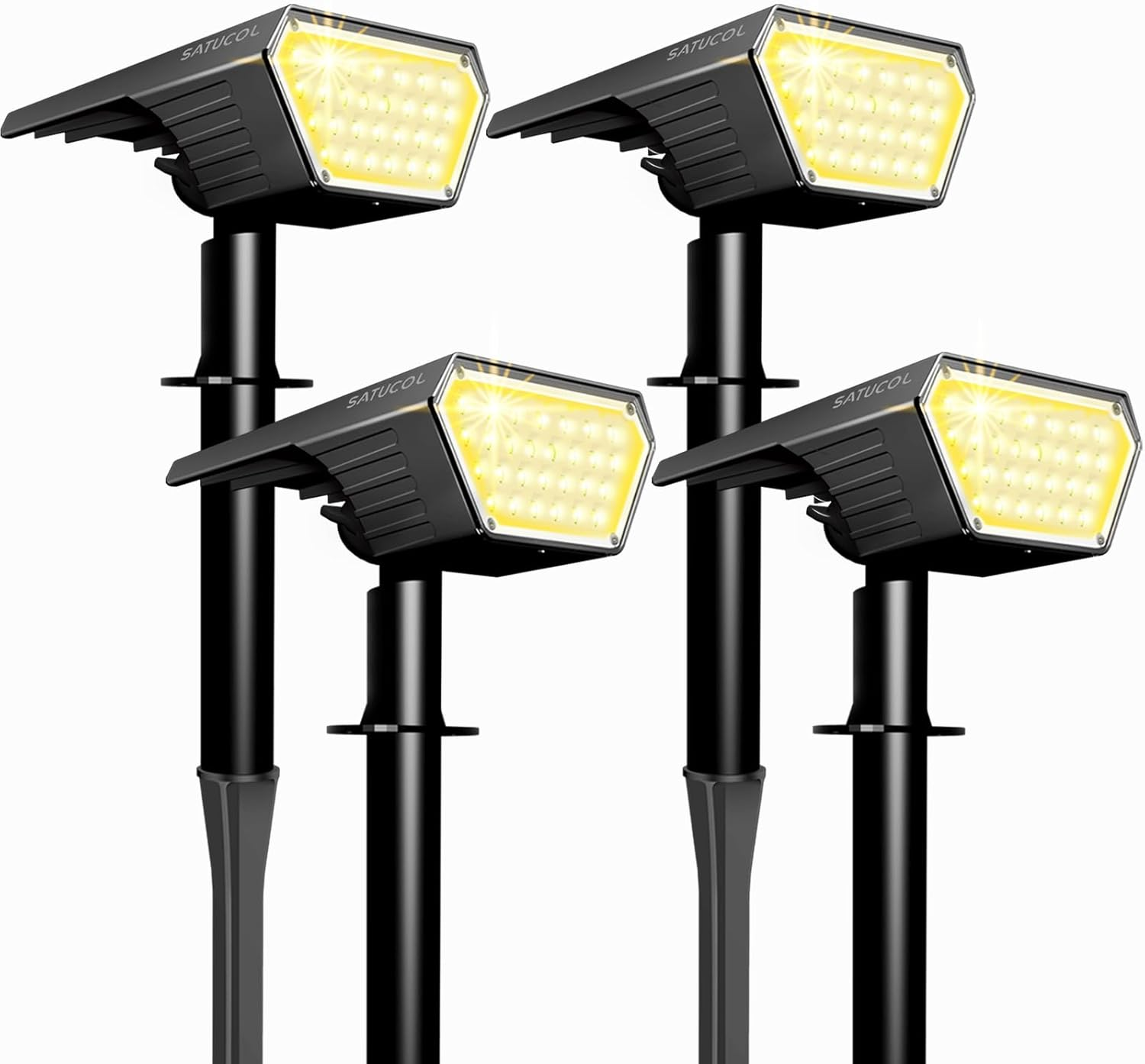 Satucol 10Pack Solar Spot Lights Outdoor,Auto On/Off Solar Lights Outdoor Waterproof Ip65,2-In-1 Solar Powered Outdoor Landscape Lighting,Solar Lights for outside Yard Garden Pathway (Cool White)