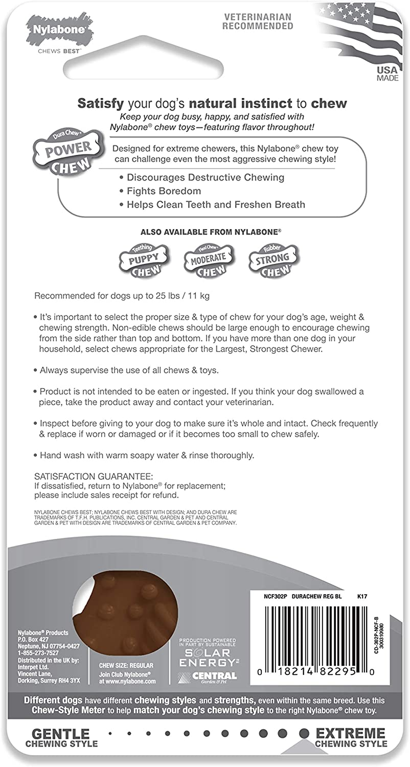 Nylabone Power Chew Textured Bone Chew Toy, Dog Toys for Aggressive Chewers, Flavor Medley, Small/Regular (1 Count) image number 1