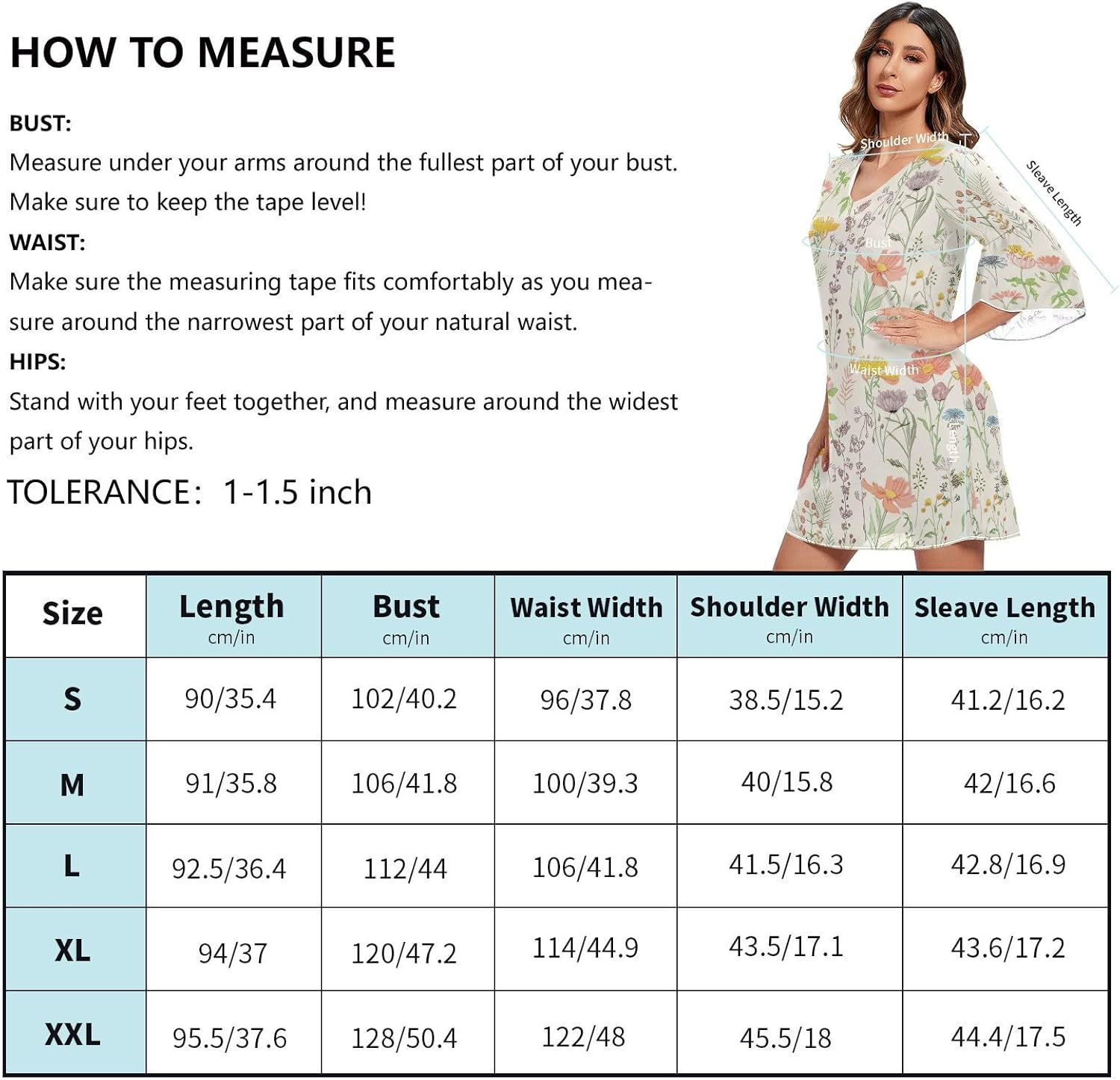 Wildflowers Meadow Plants Short Chiffon Dress Printed Line Maternity Dress S-XXL image number 3