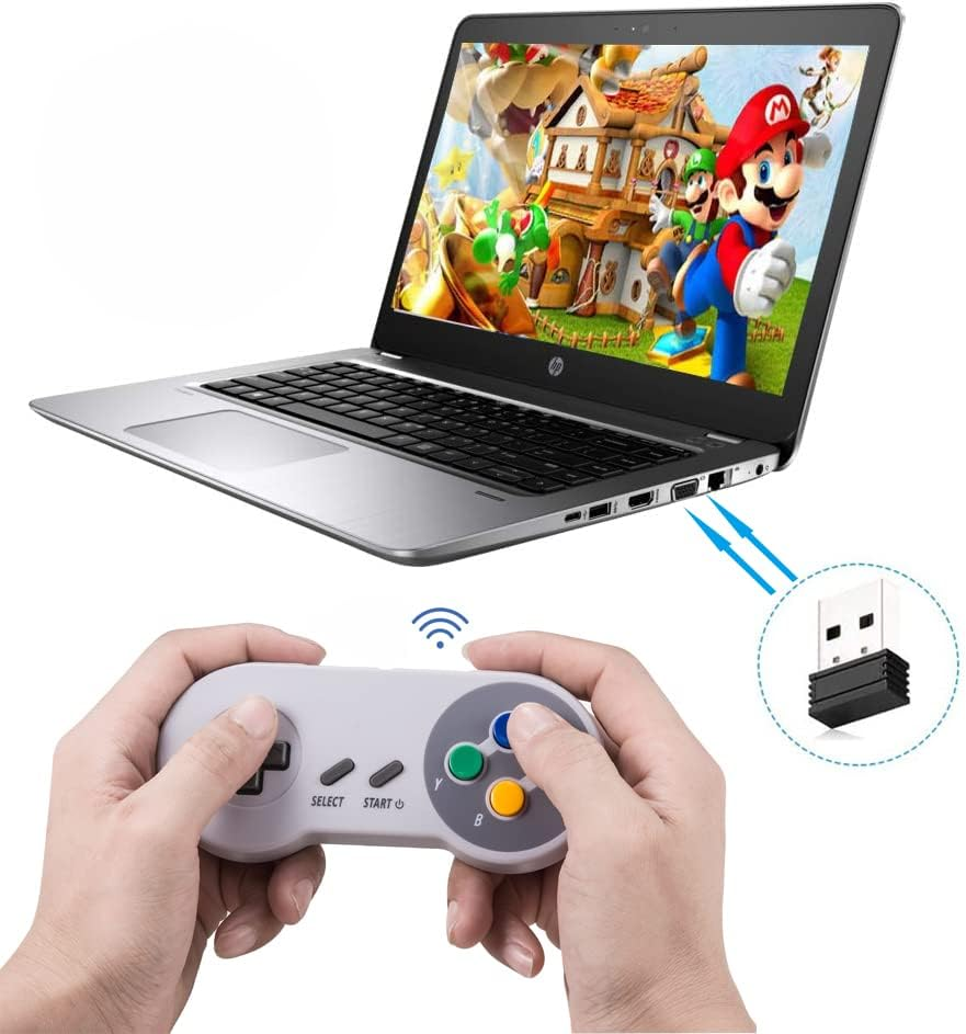 2.4Ghz Wireless SNES USB Controller,Kiwitat&aacute; Rechargeable Classic SNES PC Game Pad with Receiver for Windows PC Mac,Raspberry PI image number 1