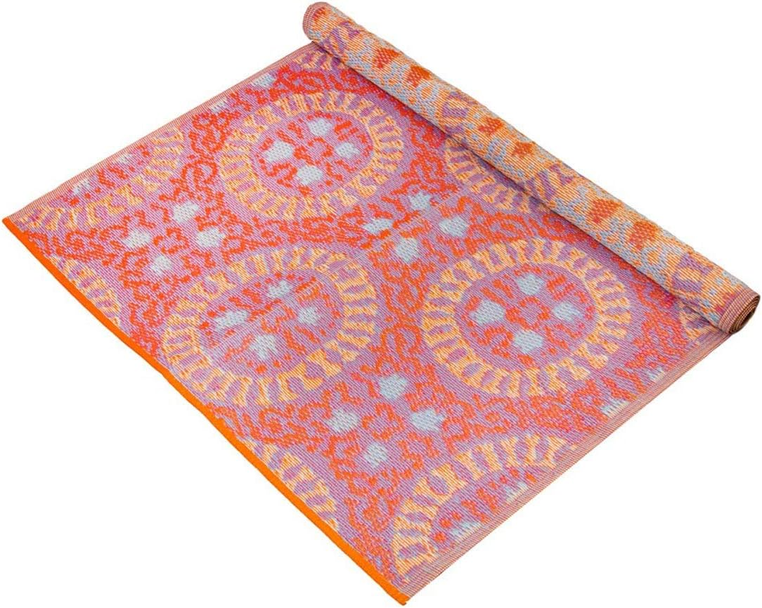 Boho Outdoor Rug | Woven Waterproof Plastic, Lightweight Mat with Geometric Pattern | for Garden, Patio, Decking, Bathroom, Utility, Picnic Folds Away for Easy Storage 180 X 120Cm image number 5