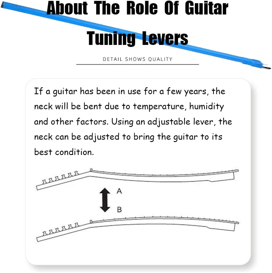 Two Way Rod Type Guitar Truss Rod Steel for Electric Acoustic Bass Guitars Neck Repair Adjustment Luthier Tool 42Cm Length with L- Wrench （Blue） image number 6