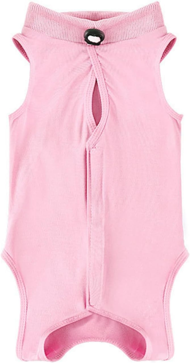Verderoot Recovery Suit for Dogs or Cats, Elastic Fabric, Breathable Modal Cotton, Open Bottom Design, Extra Wide Abdomen, Pink, S image number 1