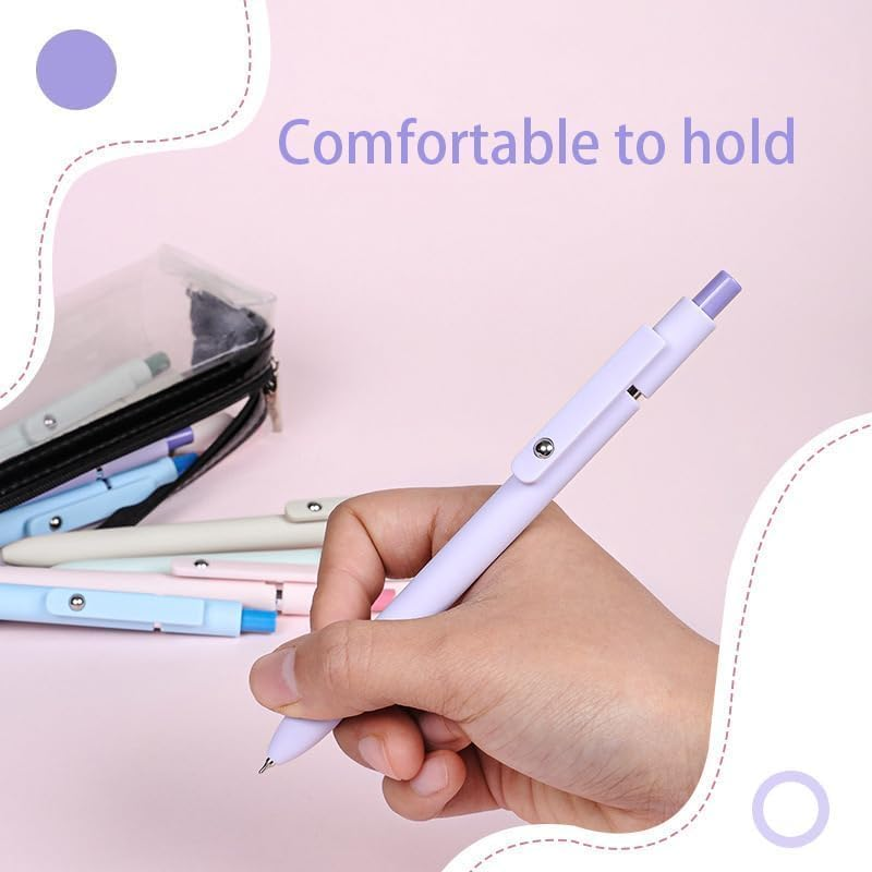 KAPASKI Gel Pens, 5 Pcs 0.5Mm Black Ink Pens Fine Point Smooth Writing Pens with Silicone Grip, High-End Series Metal Clip Retractable Pens for Journaling Note Taking image number 2