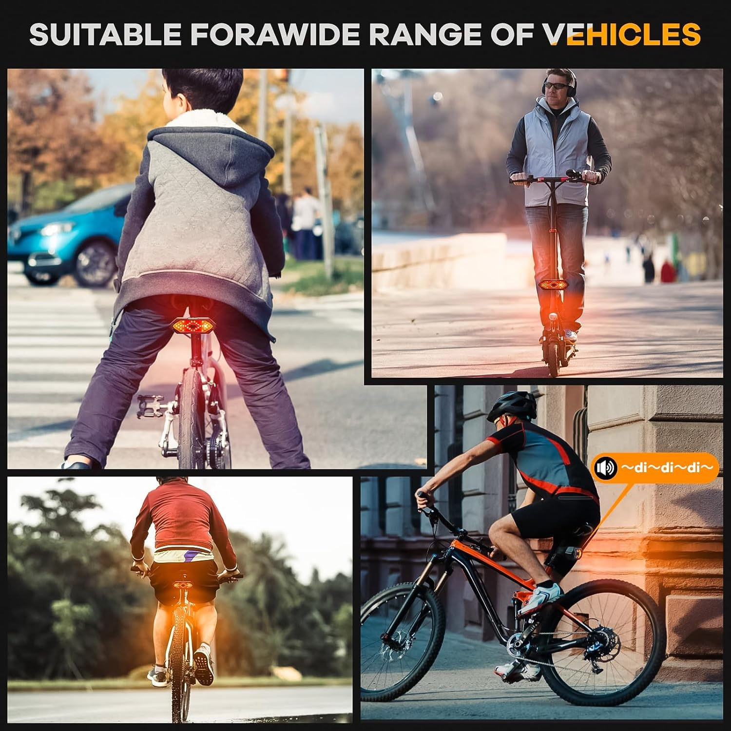 Bike Tail Light with Turn Signals USB Rechargeable Bike Turn Signals 120 Lumens Ultra Bright LED Turn Signals for Bicycle 5 Mode for Night Riding Bicycle image number 3