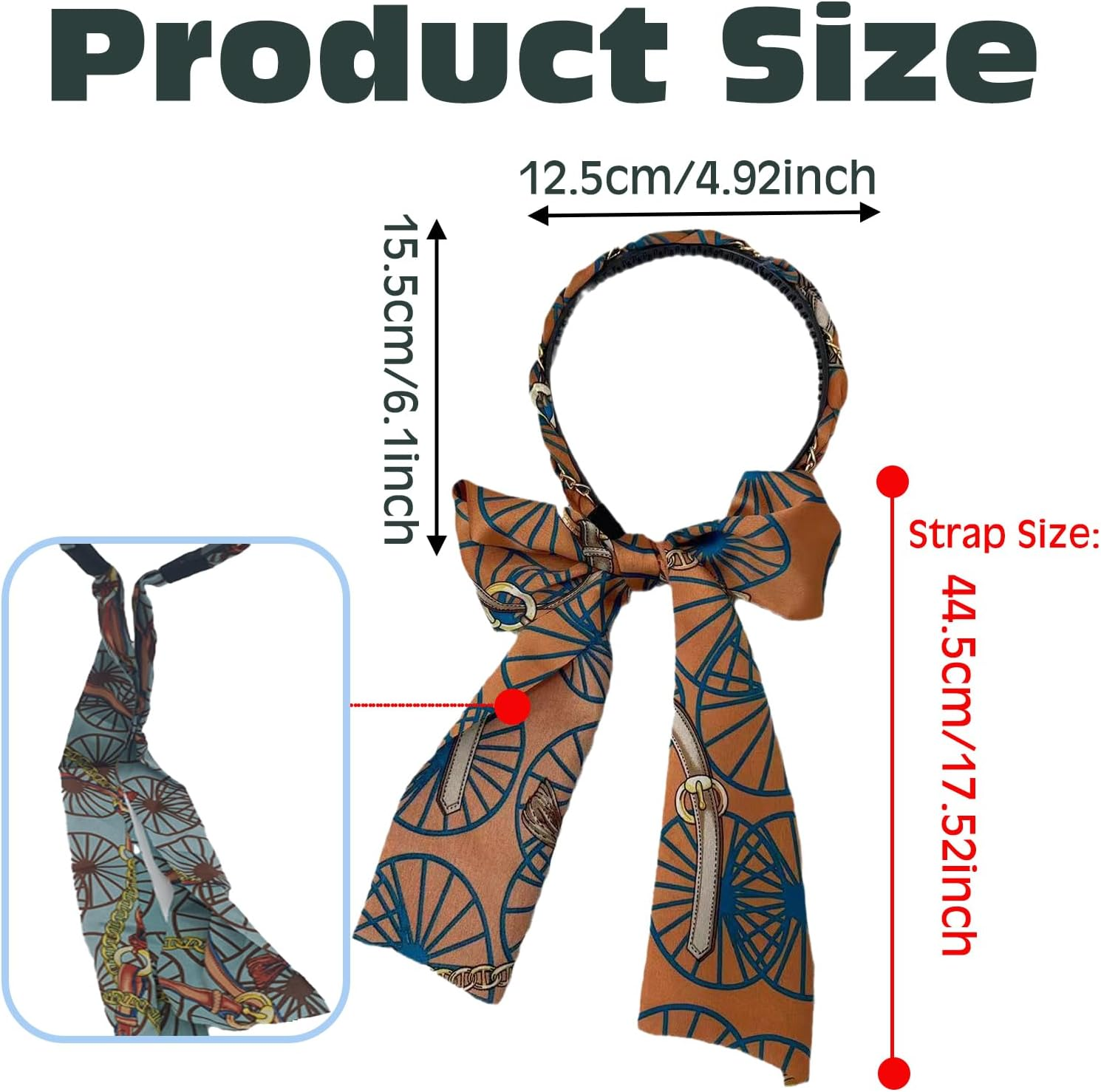 KASESSS 2 Pcs Headbands for Women'S Hair, Fashion Head Band, Toothed Head Bands Adult Women with Long Ribbon Fabric Headband Non-Slip Hair Accessories for Women for Outdoor Wedding Daily Wear image number 4