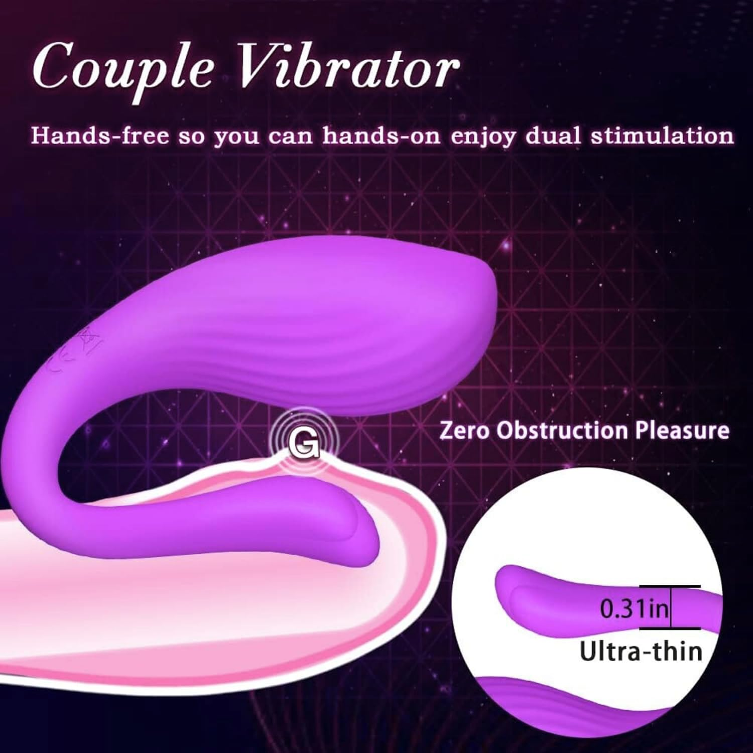 PLEASURE PULSE Wearable G Spot & Clitoral Vibrator &ndash; App & Remote Control Panty Vibrator for Women & Couples, 9+9 Vibration Modes, Magnetic Clip, Rechargeable Silicone Sex Toy for Clit, Vaginal, Anal & Nipple Play &ndash; Euphoria Plum image number 2