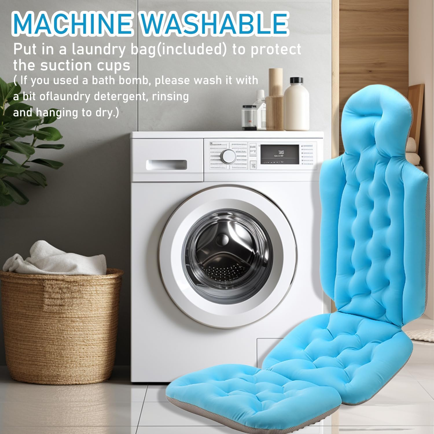 Uandhome Full Body Bath Pillow for Bathtub,Thick Bathtub Cushion & Non-Slip Suction Cups,Luxury Cushion for Bathtub Headrest Neck Shoulder Support Comfort Relaxation Spa Accessorie image number 2