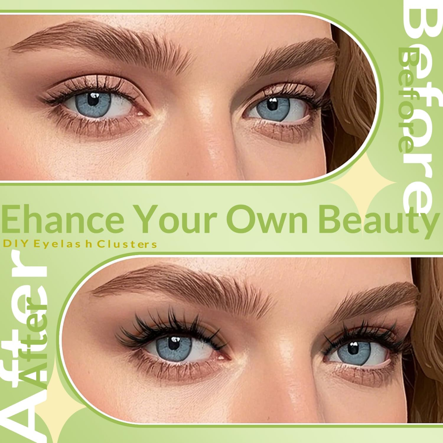 Self Adhesive Eyelashes Natural Look Wispy Pre Glued Lash Clusters No Glue Needed Press on Lashes Adhesive Clusters Easy to Apply 11-13MM Adhesive Eyelashes with Lash Tweezers 100Pcs image number 2