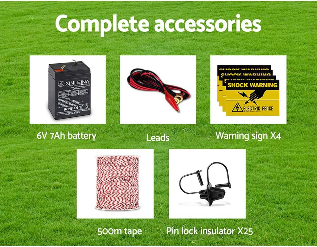 GIANTZ Fence Energiser 8Km Solar Powered Electric 500M Poly Wire Insulator Farm image number 2