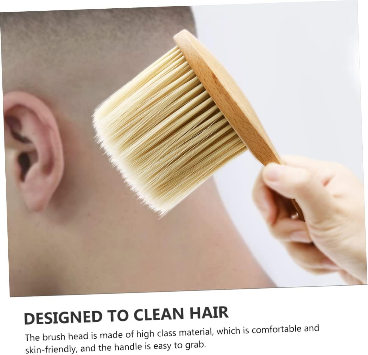 Wooden Broken Hair Cleaner Brush for Hairdressing Neck Duster for Hair Detangler and Cleaning image number 4