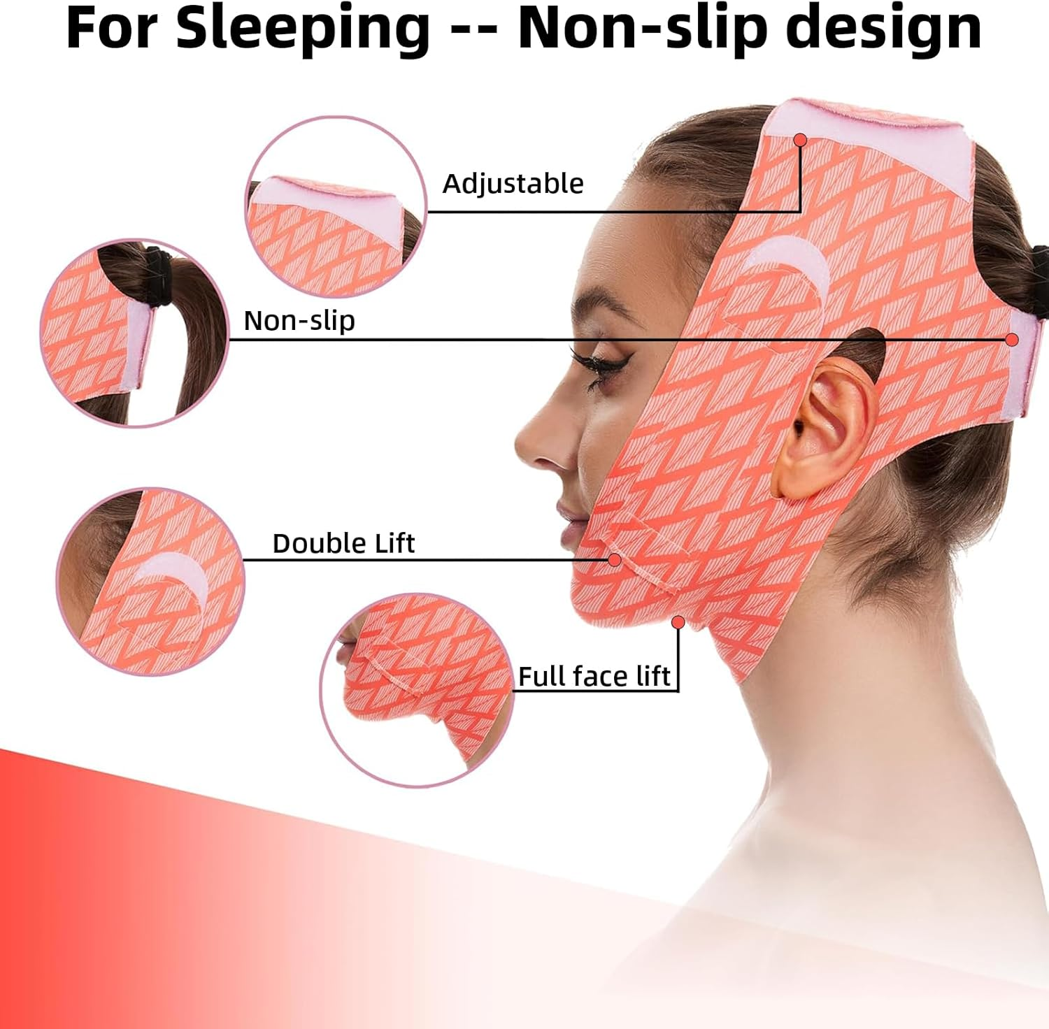 Hzqzaoan Reusable Double Chin Reducer Strap - Comfortable Chin Strap for Face Slimming & Jawline Definition | Breathable V-Line Lifting Mask for Women (Sleep-Friendly & Skin-Tightening)