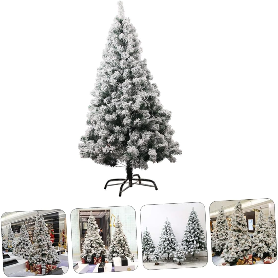 Artificial Flocked Christmas Tree Decor White Slim Tree for Xmas Home Decoration Indoor Outdoor Use Random Style image number 2