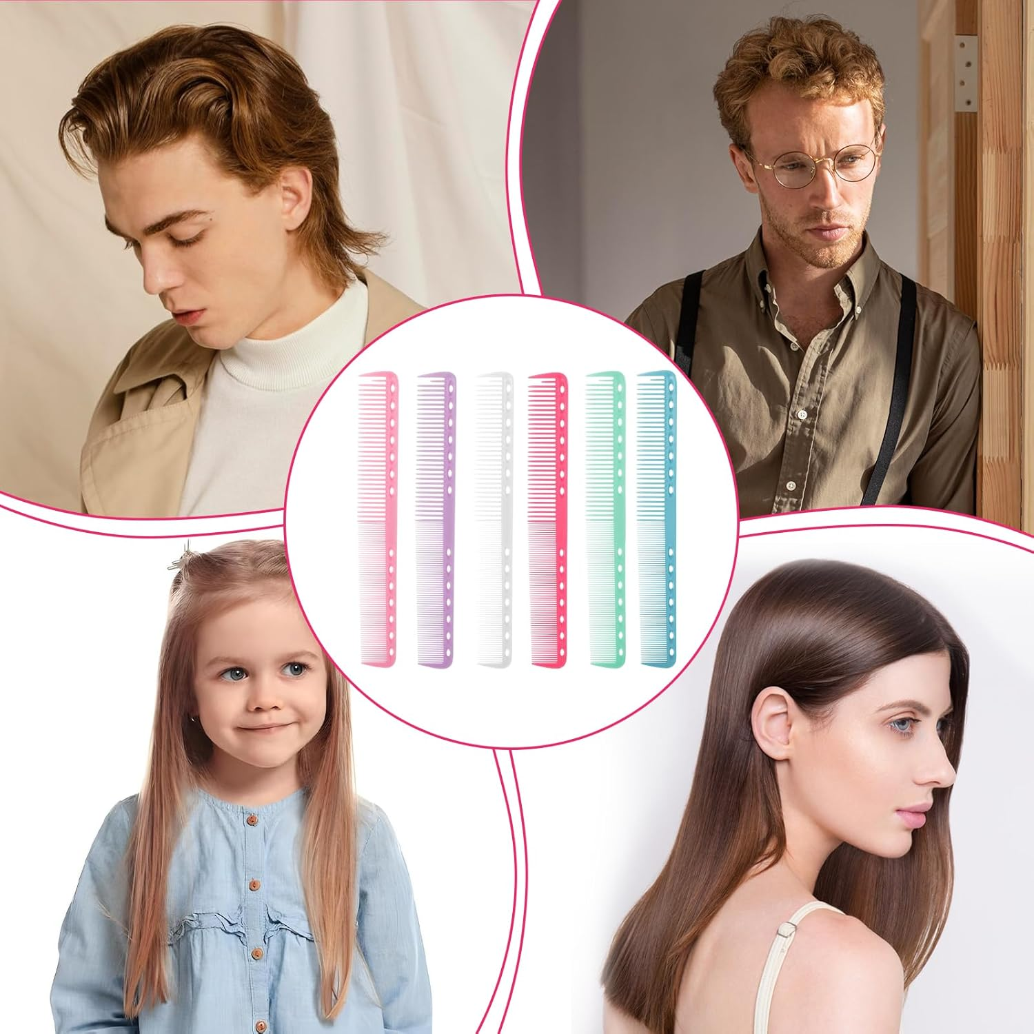 6Pcs Carbon Fine Cutting Comb, Carbon Fiber Salon Hairdressing Comb, Professional Carbons Fine Cutting Combs, Styling anti Static and Heat Resistant Tooth Hair Combs for Women Salon and Home image number 3