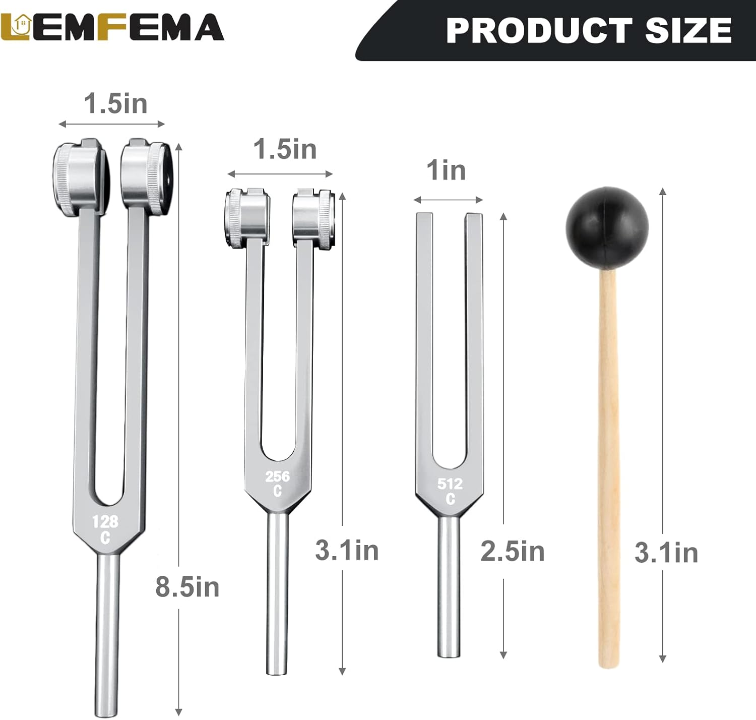 128Hz, 256Hz, 512Hz Tuning Forks for Healing, Chakra Body Tuning Forks Perfect for Sound Set,Musical Instrument, Therapy, for Stress & Sleep, Chakra Balance, Mental Focus, Relaxation image number 1