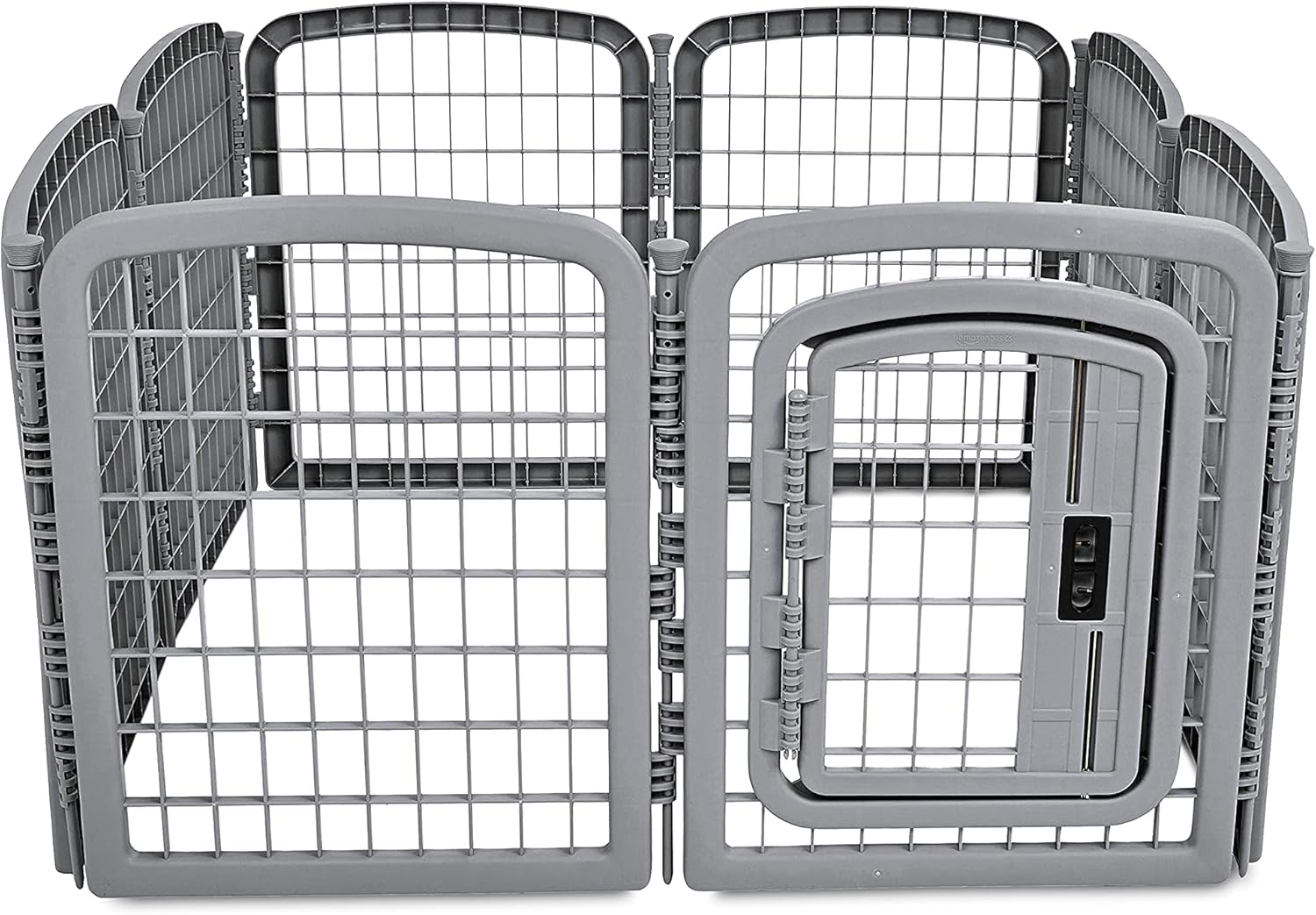 Amazon Basics 8-Panel Plastic Pet Pen Fence Enclosure with Gate - 150 X 147 X 71 Centimeters, Grey image number 2