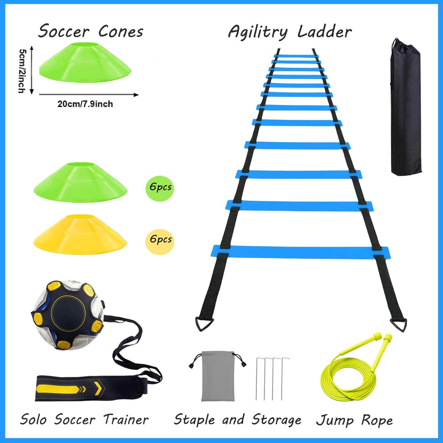 TGLITC Soccer Agility Training Equipment Set, Football Accessories Agility Ladder, Disc Cones, Kick Trainer - Speed Training Equipment Gifts for Boy image number 3