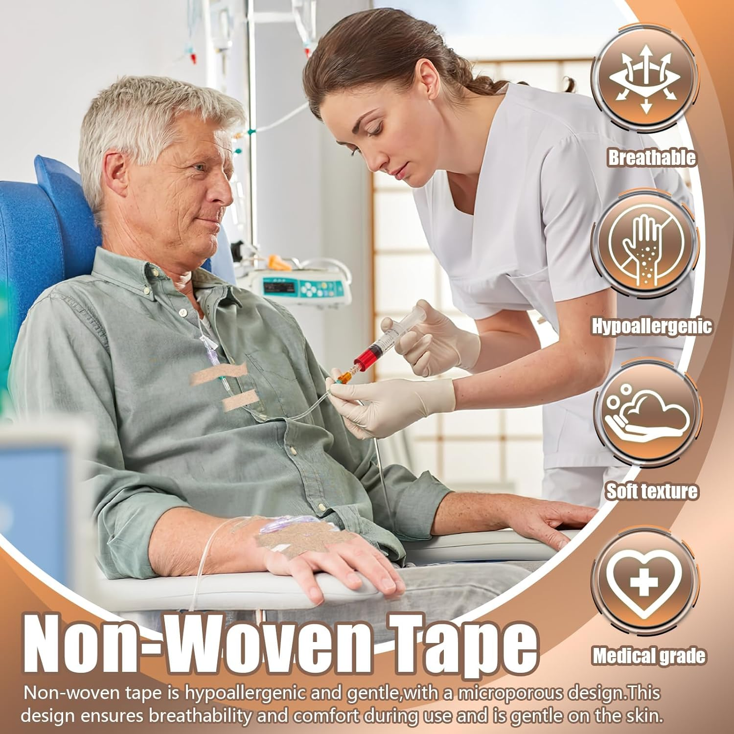 Micropore Tan Surgical Tape, 6 Rolls 3M Micropore Paper Tape, Non Woven Micropore Medical Tape for Skin, Dressings, Rhinoplasty Recovery (0.5 Inch X 10 Yards) image number 1