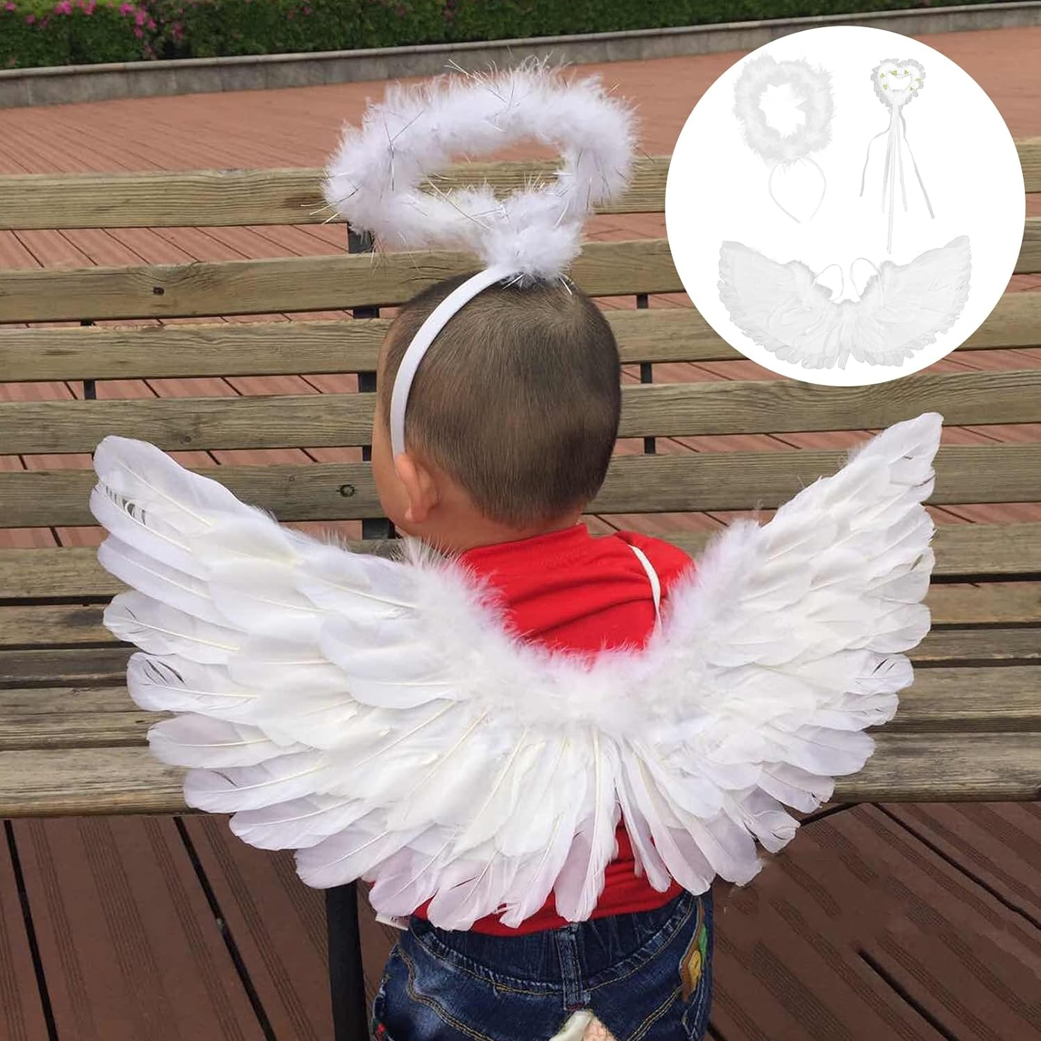 Angel and Halo for Kids, Angel Costume Adult Feather Wingsare for Halloween, Christmas Eve and Christmas(1#) image number 4