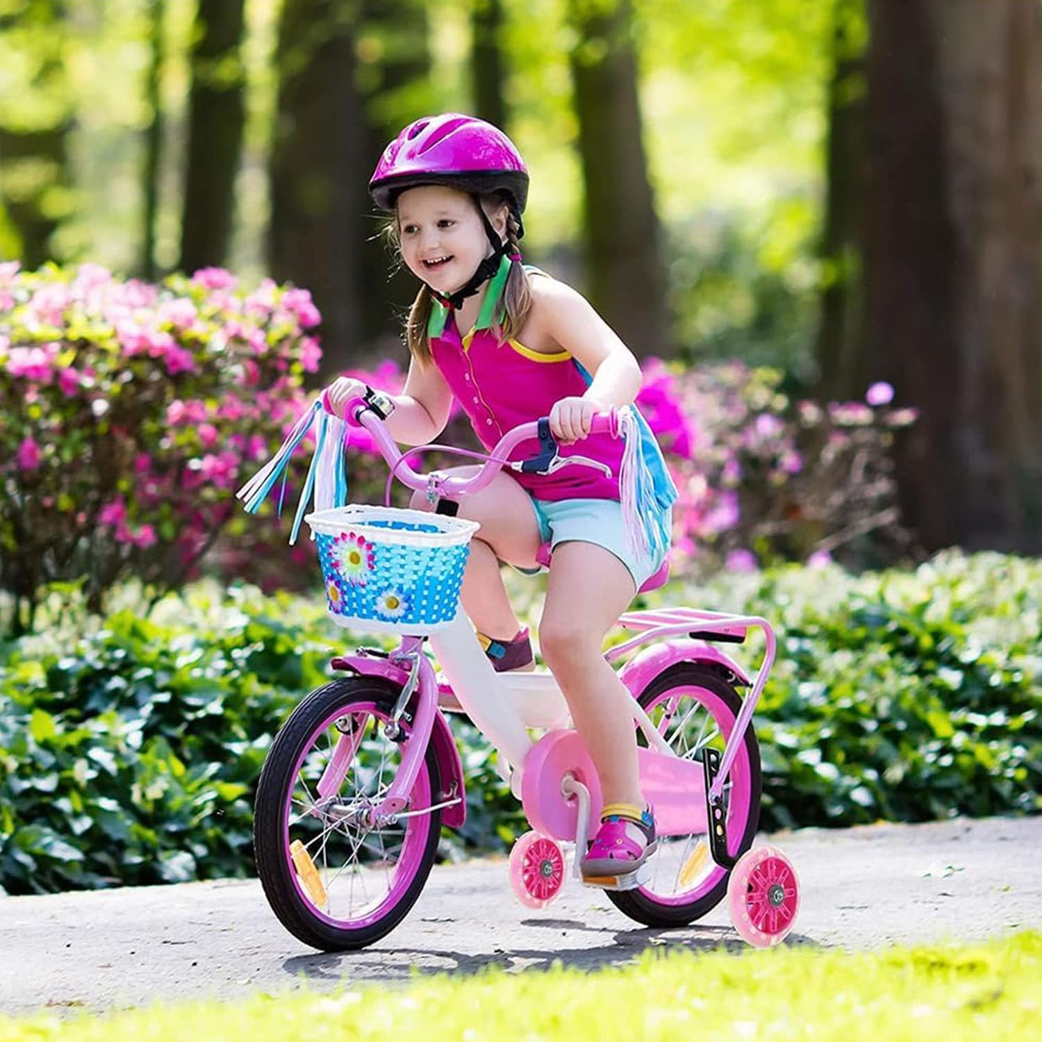 Songholee a Pair of Children'S Bicycle Riding Flash Silent Training Wheels, Suitable for 12-20 Inch Single Speed Bicycles