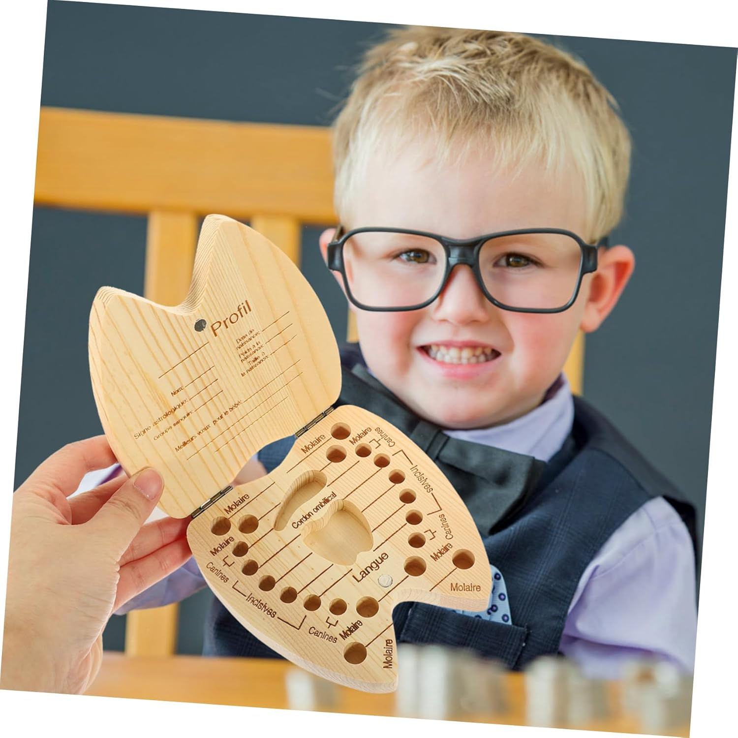 Boy Girl'S Milk Box Holder Tooth Fairy Box Wooden Tooth Keepsake Storage image number 3