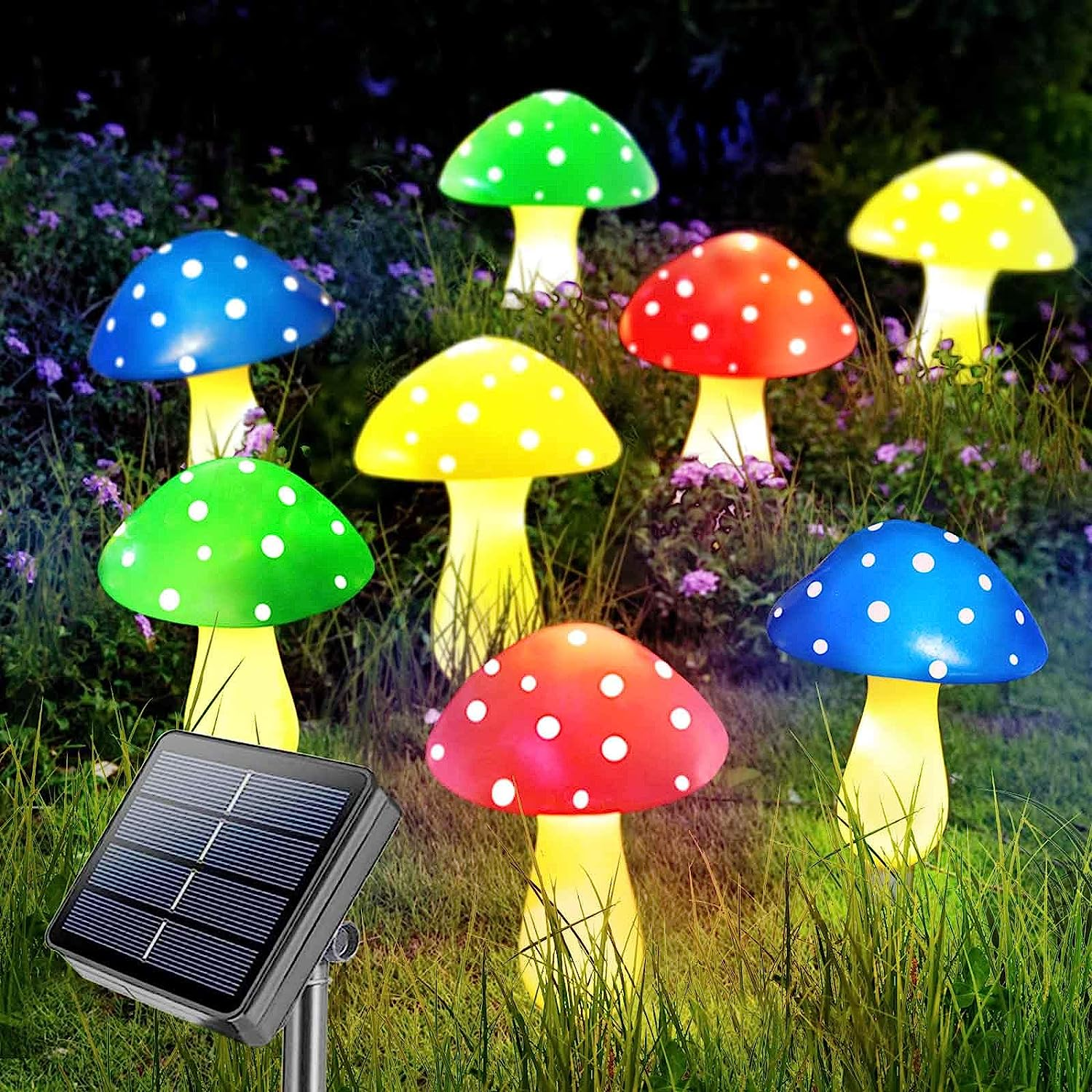 Homeleo Upgraded 8-Pack Solar Mushroom Lights for Outdoor Yard Decor, Waterproof Multi-Colored Garden Mushroom Lamp, Solar LED Fairy Lights for Backyard, Thanksgiving, Christmas, Halloween Decorations