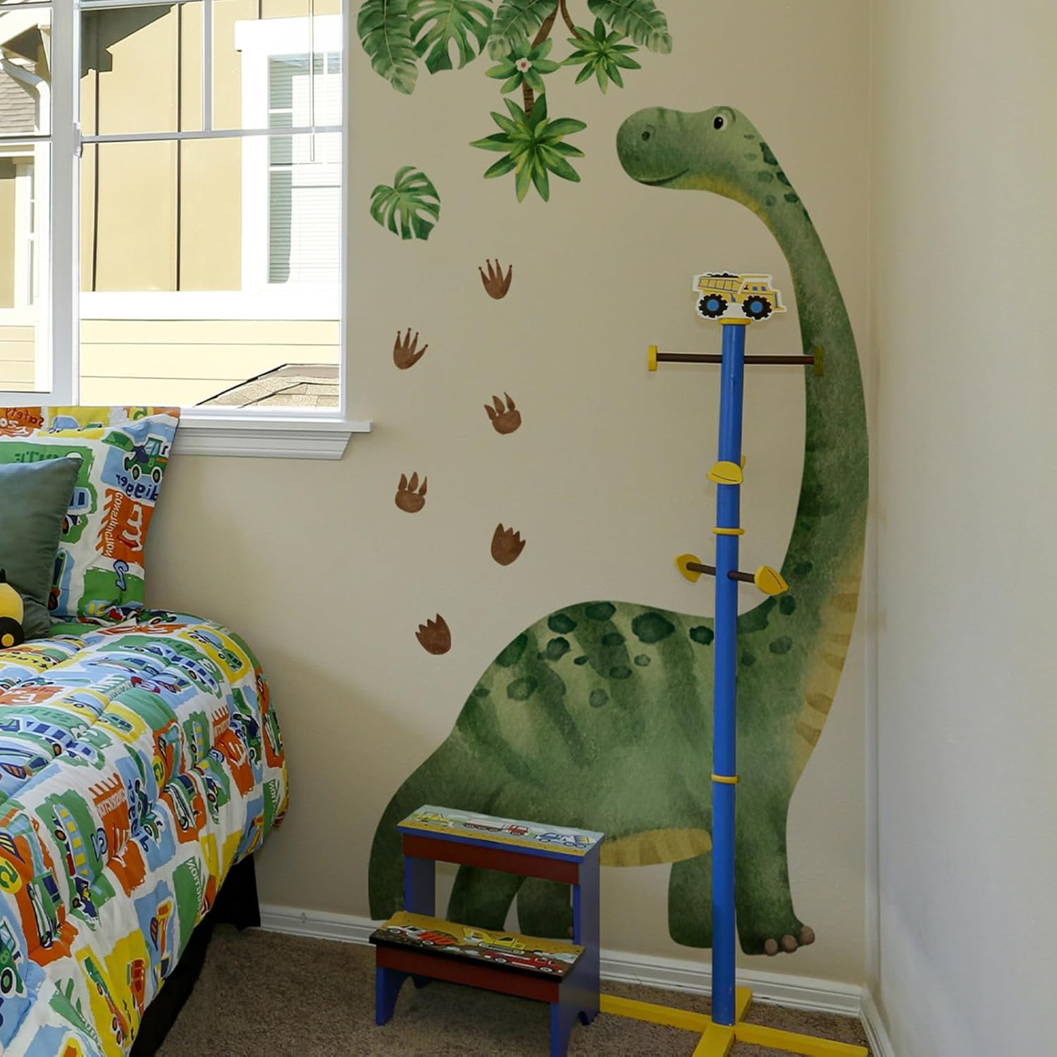 Large Dinosaur Wall Decals Watercolor Dino Footprint Neutral Wall Stickers Baby Toddler Kids Room Wall Decor Murals for Nursery Daycare Classroom Decoration image number 2