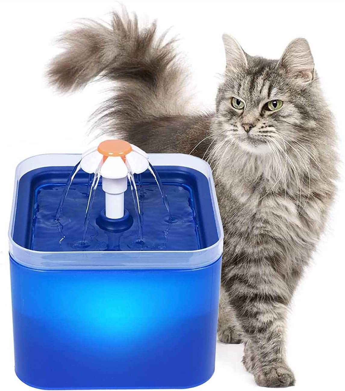 Pet Water Fountain for Cats Dogs, 67Oz/2L Automatic with Intelligent Pump and LED Indicator for Water Shortage Alert, Ultra Quiet Pet Drinking Fountain with Filter (4 Pack Filter)