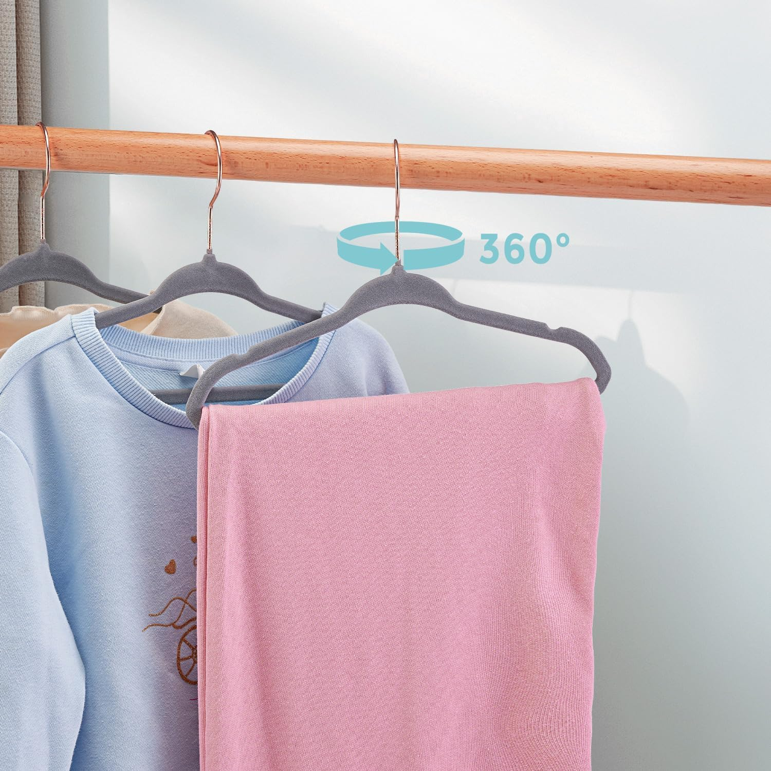 30CM Kids Velvet Hangers 50 Pack - Ultra Durable Non Slip Felt Hanger for Big Kids/Youth/Teens- Slim Space-Saving Children'S Closet Hangers for Heavy Clothes with 10 Hanger Clips - Beige (White)