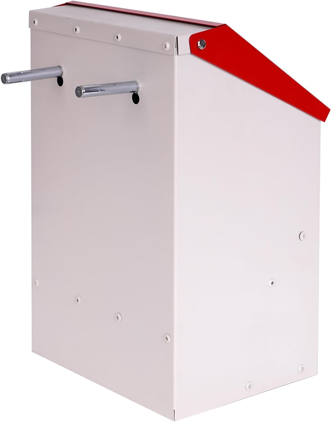 Galvanized Wall Mount Chicken Feeder No Waste Hanging Chicken Feeder with Lid Weatherproof Metal Automatic Poultry Feeder Trough Food Dispenser for outside Coop (10 Lbs) image number 1