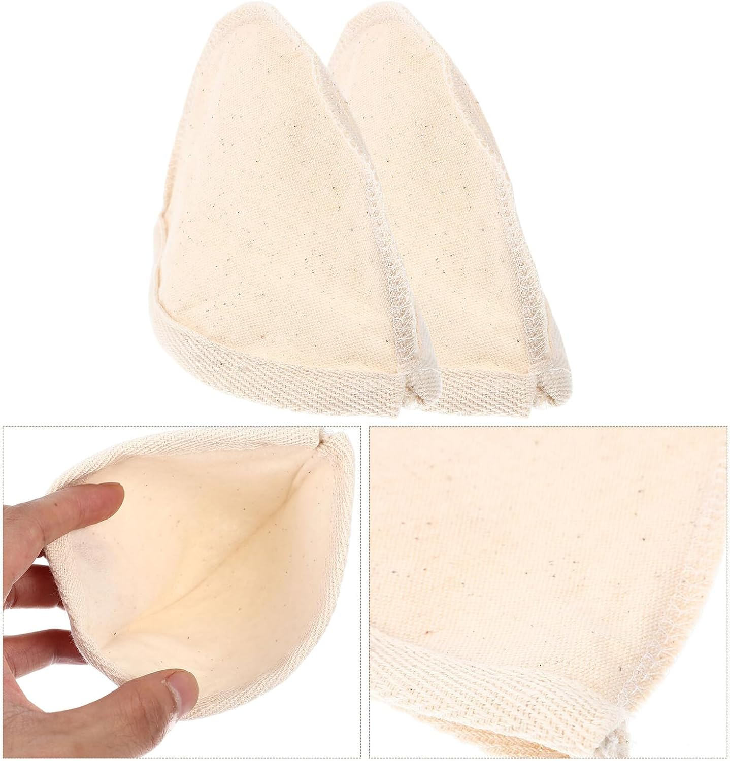 BAZEITFLOW 2Pcs Reusable Large Cotton Mesh Filter Bags for Milk Tea Coffee Juice Straining Multi-Use Strong Filtration Pouches for Soy Milk Herbal Tea Practical Home Supplies