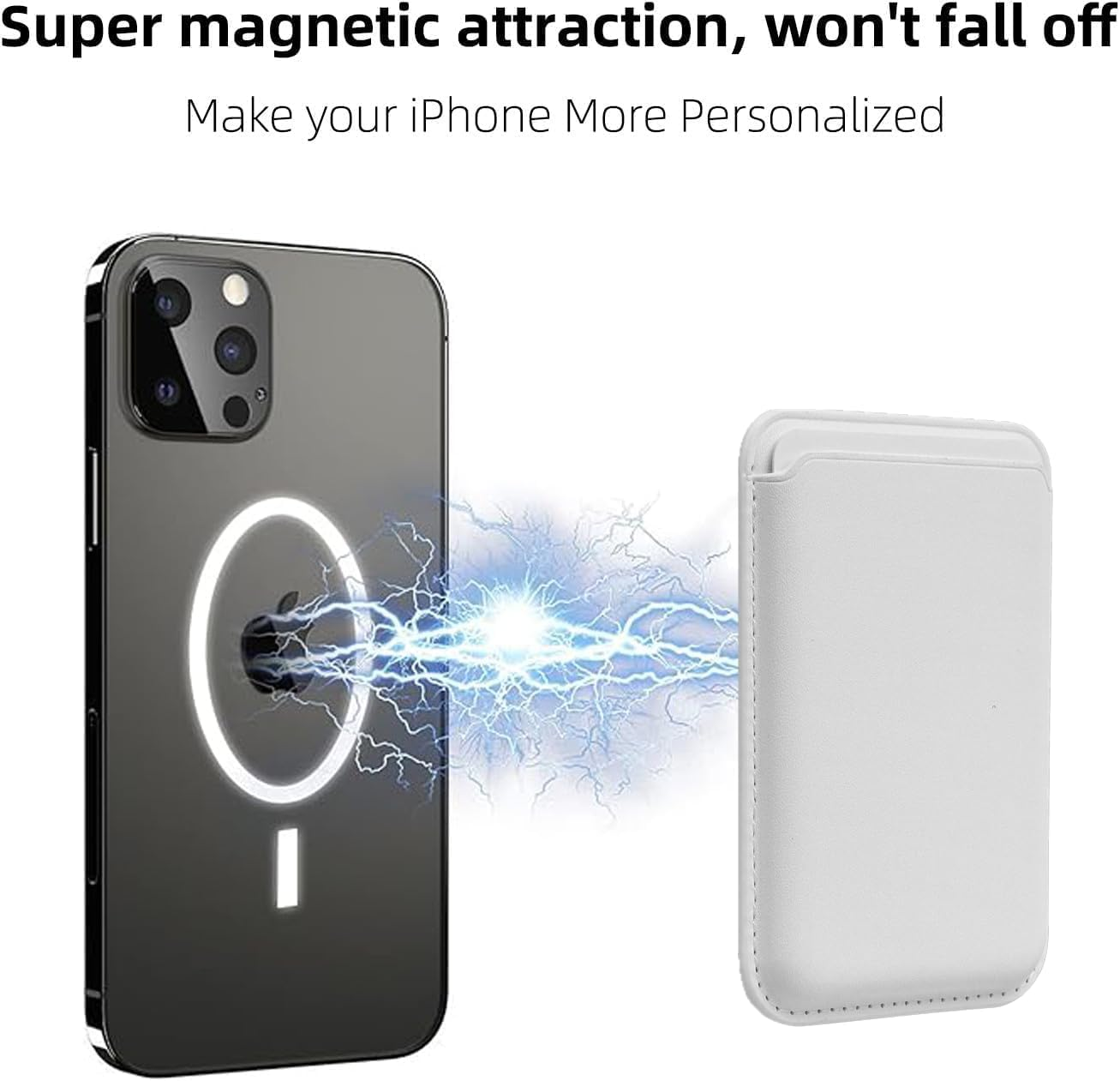 Magnetic Phone Wallet Compatible with Apple Magsafe, Minimalist Leather Wallet, Rfid-Blocking Card Holder for Iphone 16 Pro Max/16 Plus/16, for Iphone 15 Pro Max/15 Plus/15 Pro/14/13/12【White】 - Silver image number 3