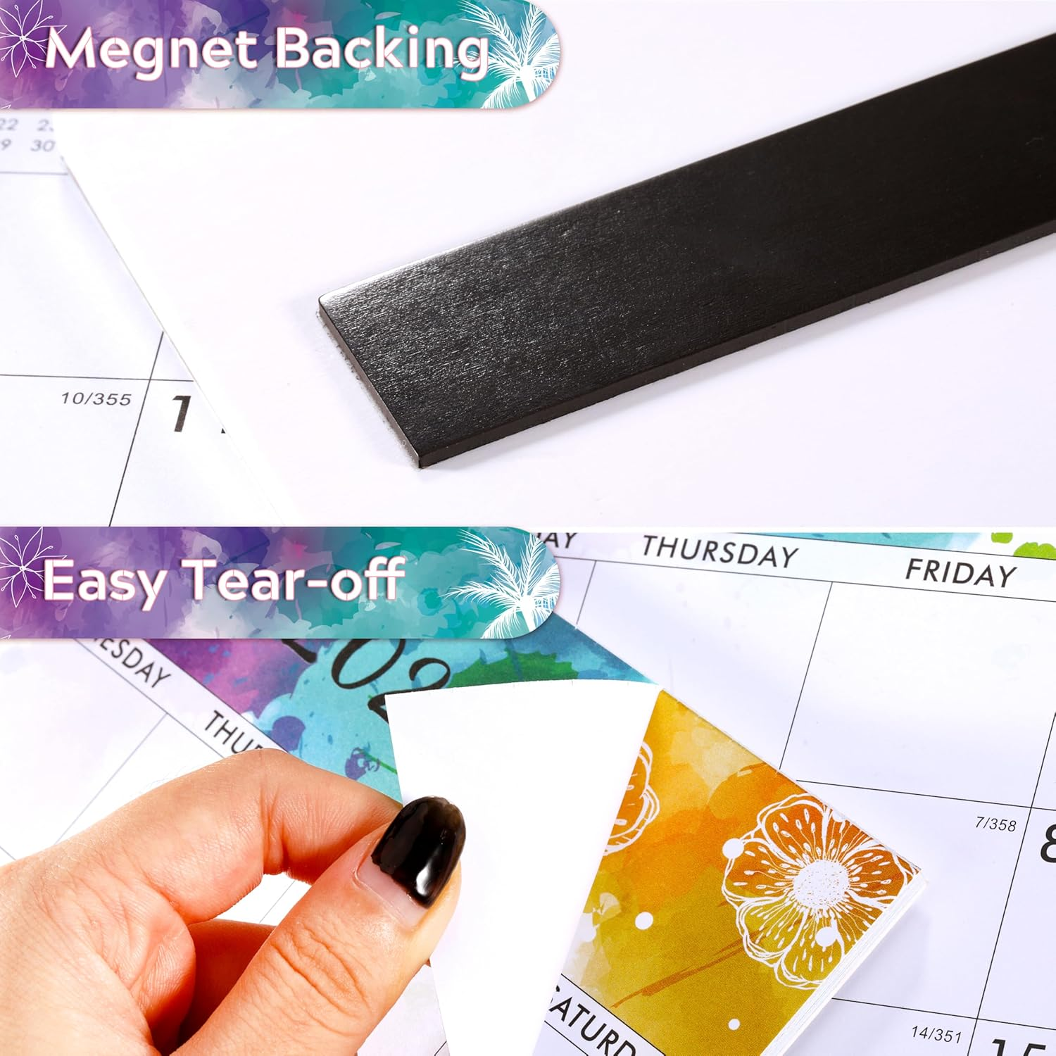 Magnetic Calendar 2025-2026 - JUL 2025 - DEC 2026, 18 Months Calendar 2025-2026, Magnetic Monthly Calendar, 8" X 10", Tear-Off Pad image number 4