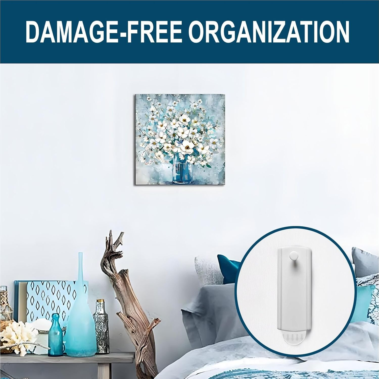 Picture Hooks, 8 Pcs Picture Hanging Strips Kits, No Nails Adhesive Hooks, Heavy Duty Sticky Hooks, Large Removable Adhesive Strips, Universal Picture Large Hangers for Kitchen Home Door Closet image number 1