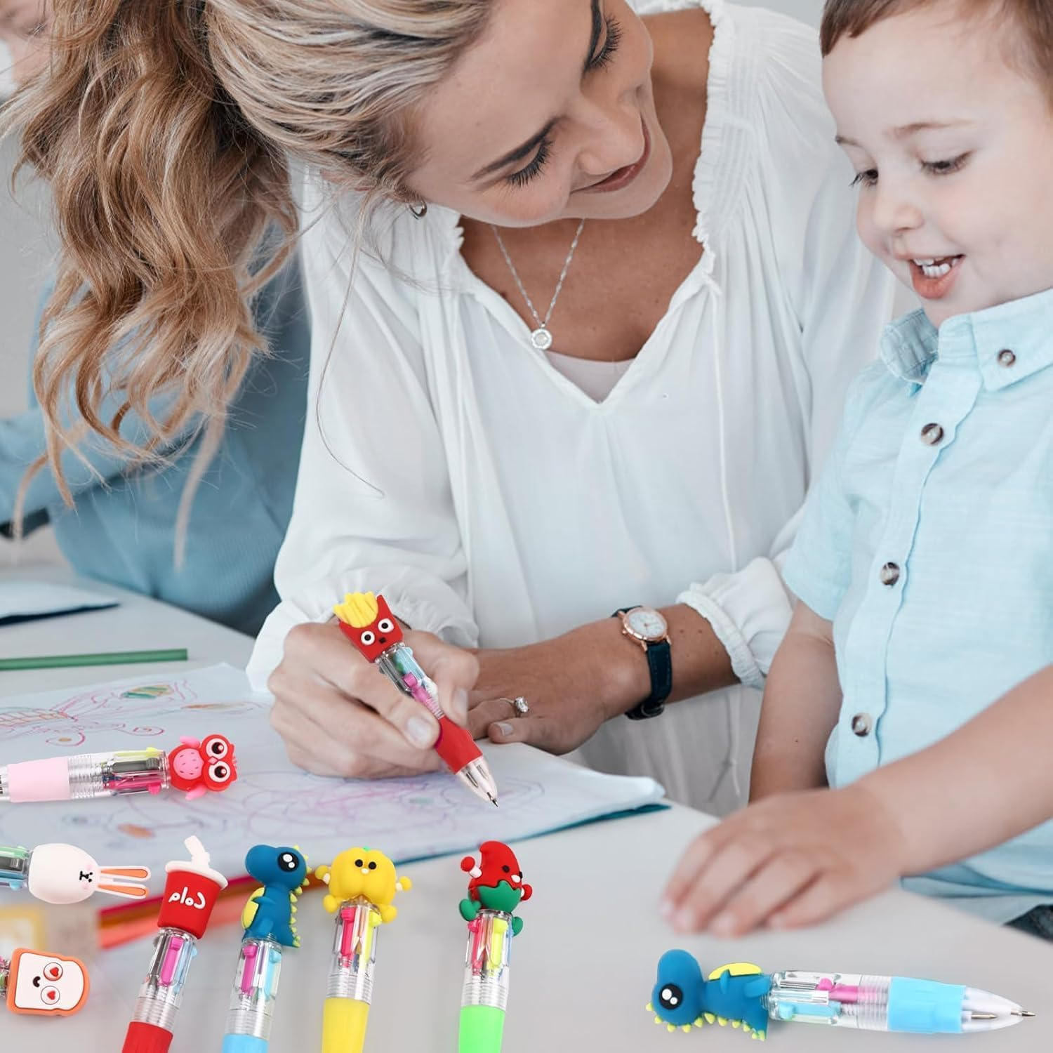 20Pcs Mini Multicolor Pens in One 4-In-1 Cute Pens Bulk for Kids,Cute Cartoon Animal Retractable Ballpoint Pens for Birthdays,Children'S Parties,Students Rewards image number 6